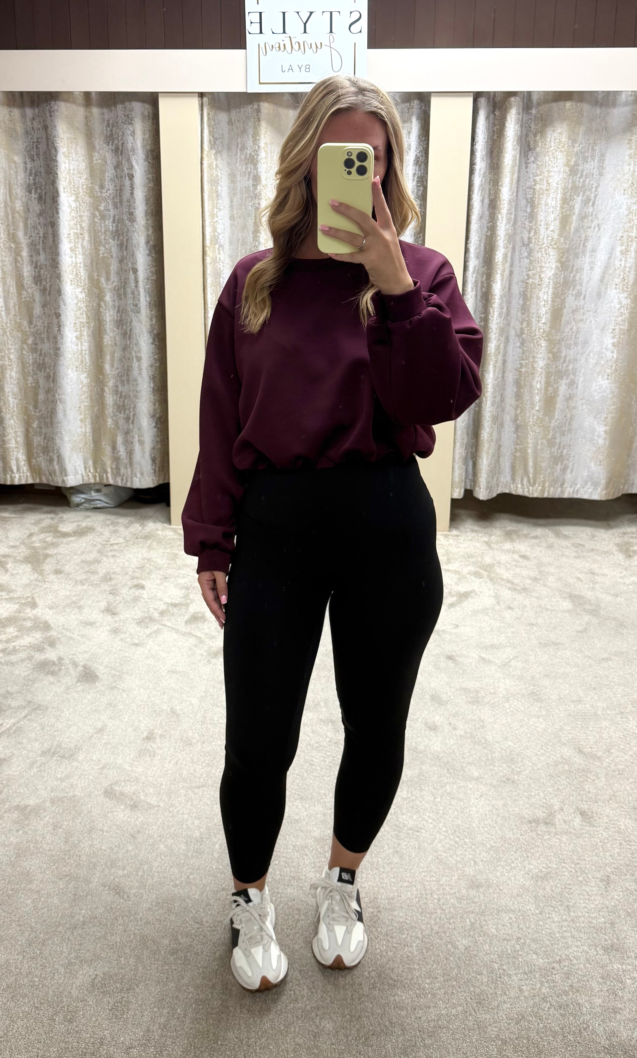Long Sleeve Bubble Hem Elasticated Cropped Scuba Top