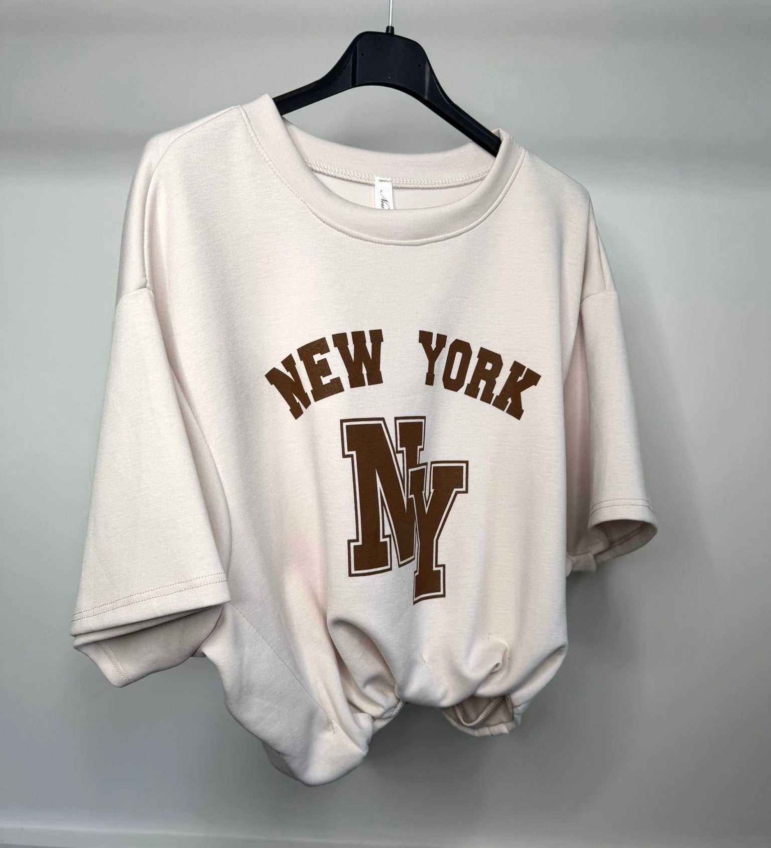 Bubble Hem Cropped Scuba Top - New York Logo