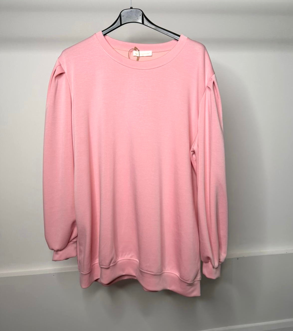 PLUS SIZE - Ruched Shoulder Detail Oversized Soft Scuba Jumper Dress