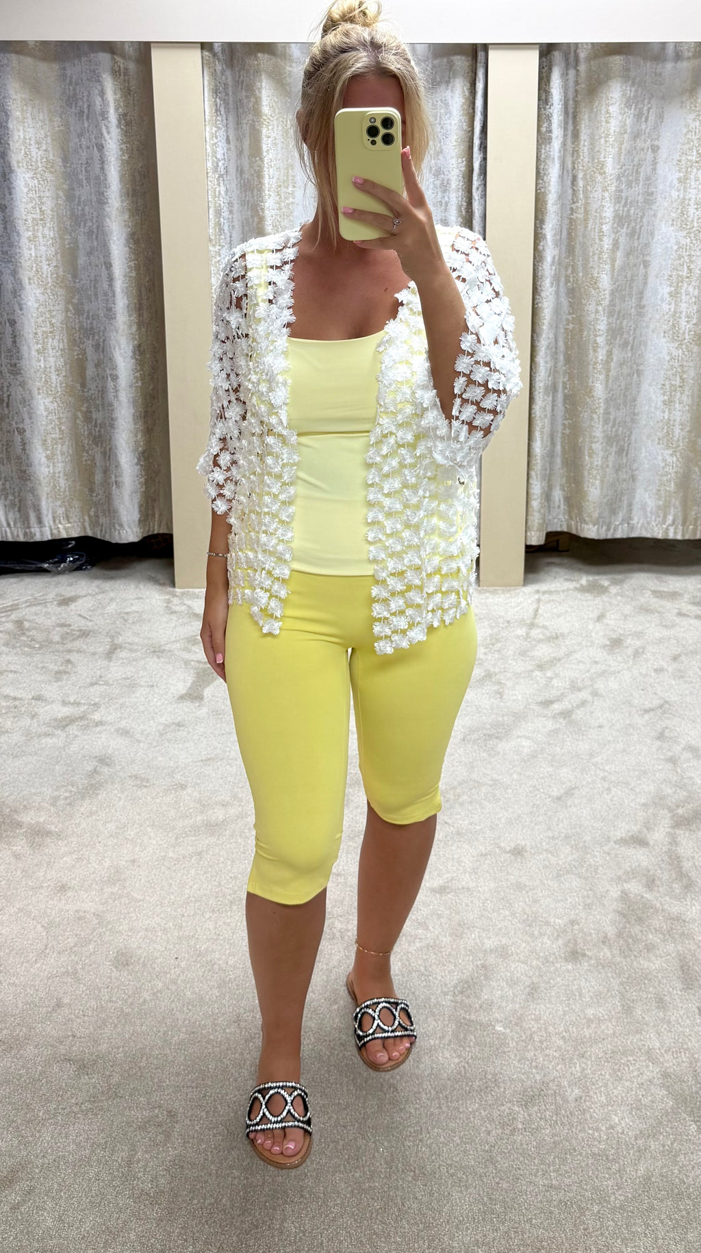 Metallic Crochet Flower Cardigan