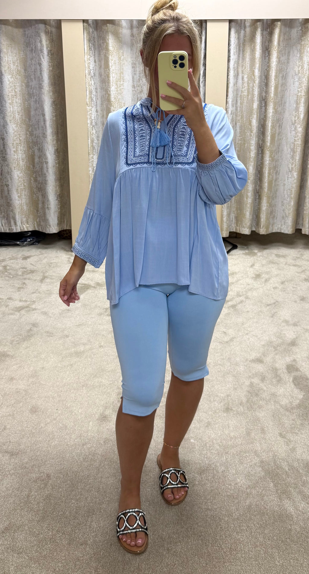 Boho Embroidered Detail Oversized Blouse