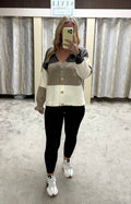Neutral Cardigan With Gold Buckle Detail