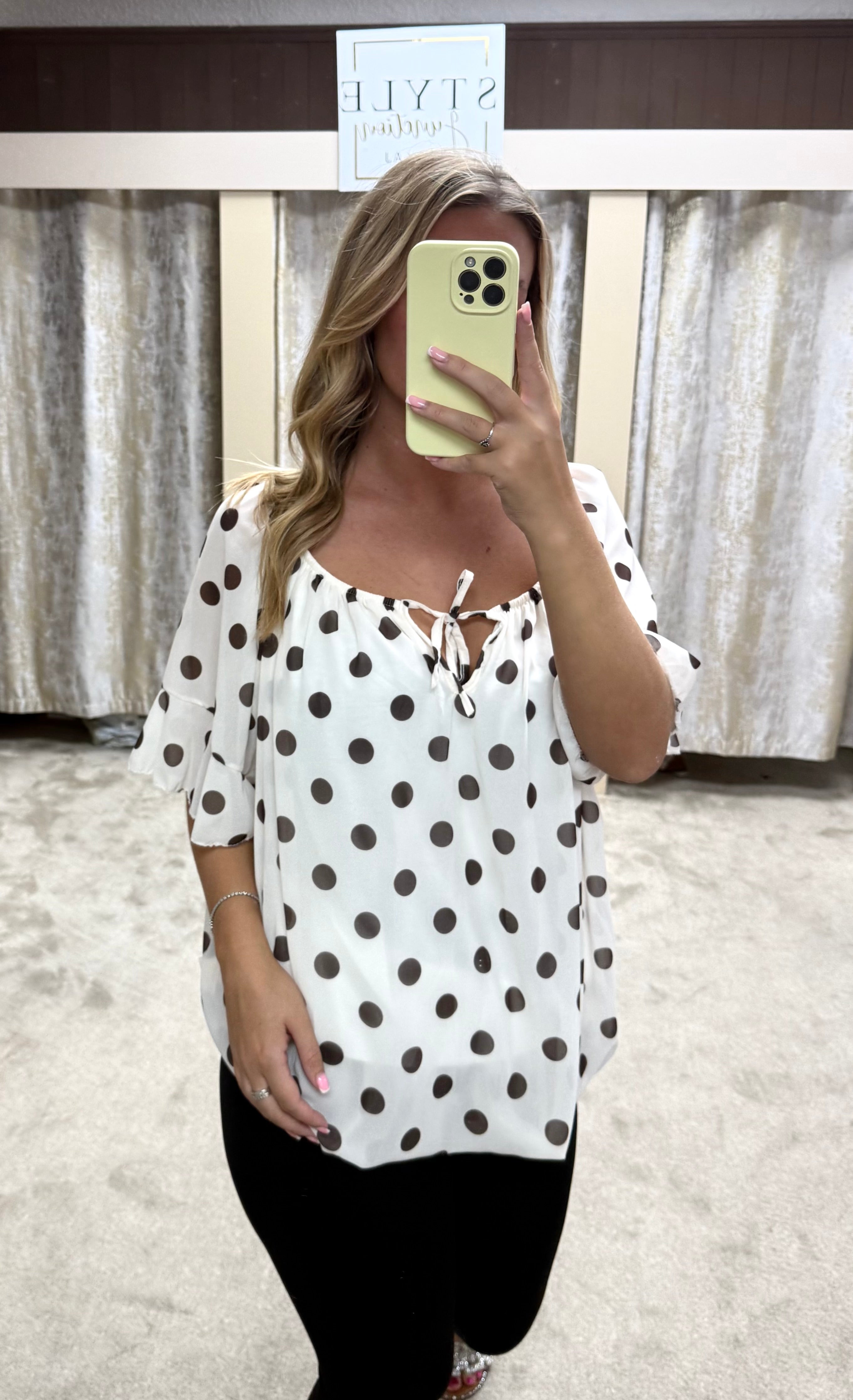 Polka Dot Elasticated Bubble Hem Top