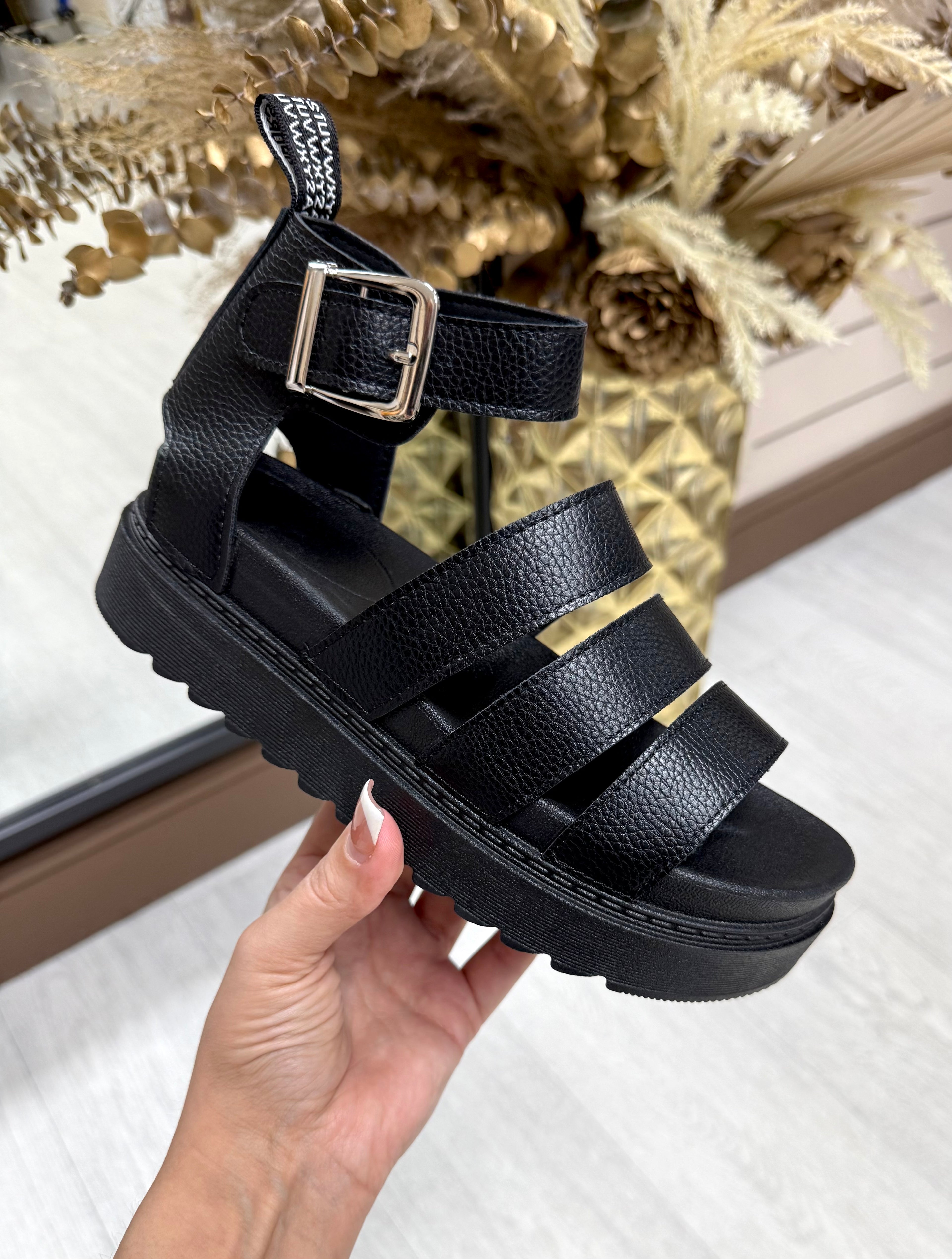 Dr.M Inspired Platform Gladiator Sandals - Black