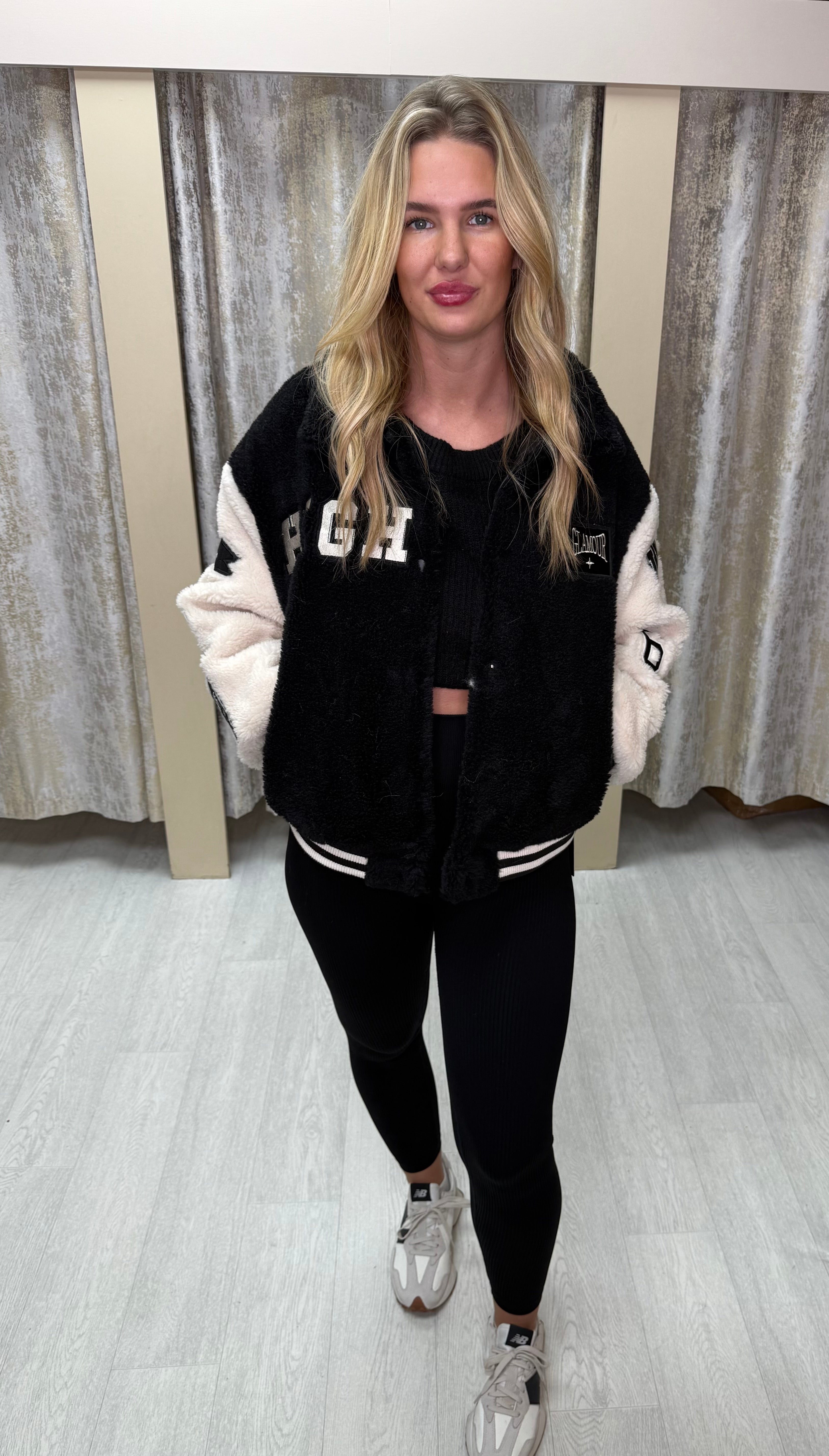 American High Glamour Teddy Jacket - Black