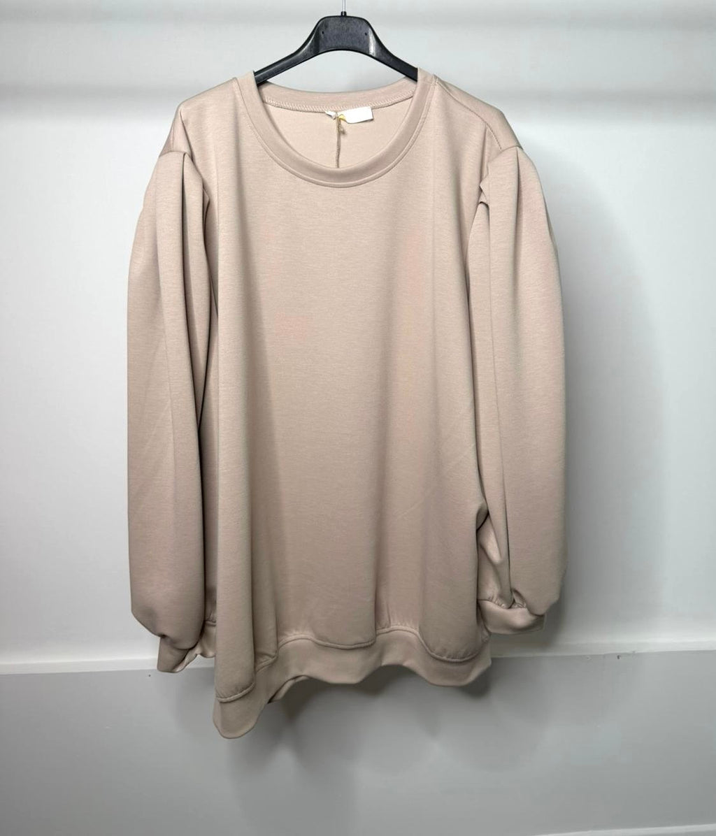 PLUS SIZE - Ruched Shoulder Detail Oversized Soft Scuba Jumper Dress