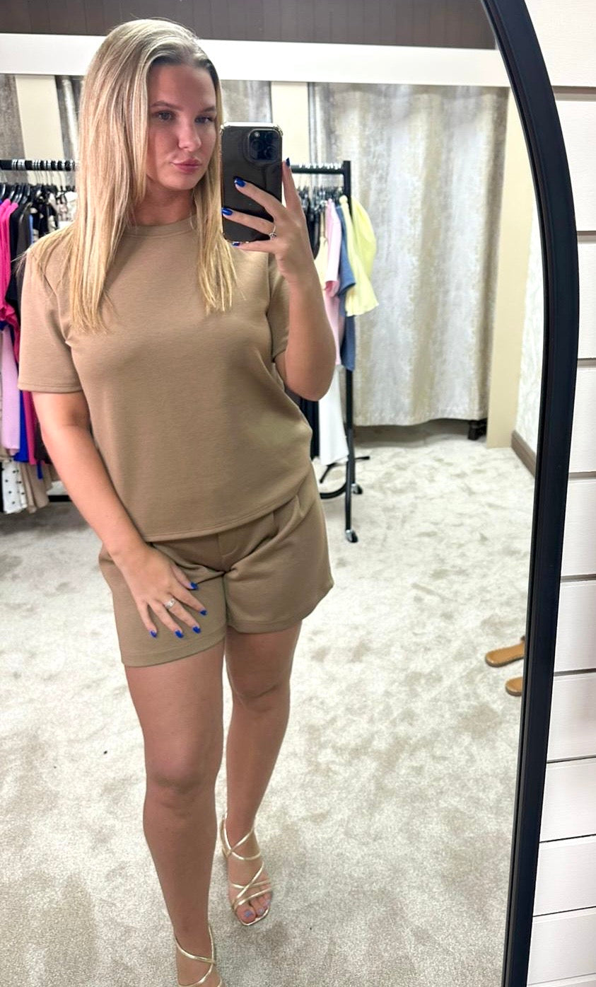 Zara Inspired Soft Scuba T-Shirt & Pleated Shorts Co Ord