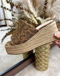 Glitter Leopard Print Platform Wedges