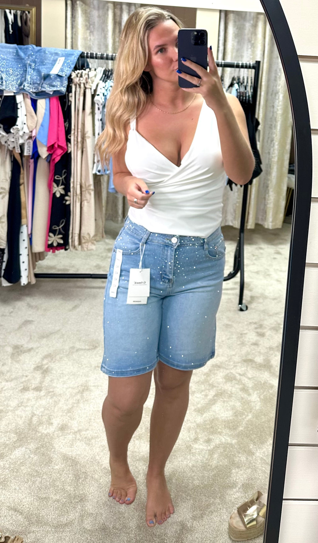 Diamanté Wide Leg Stretchy Shorts