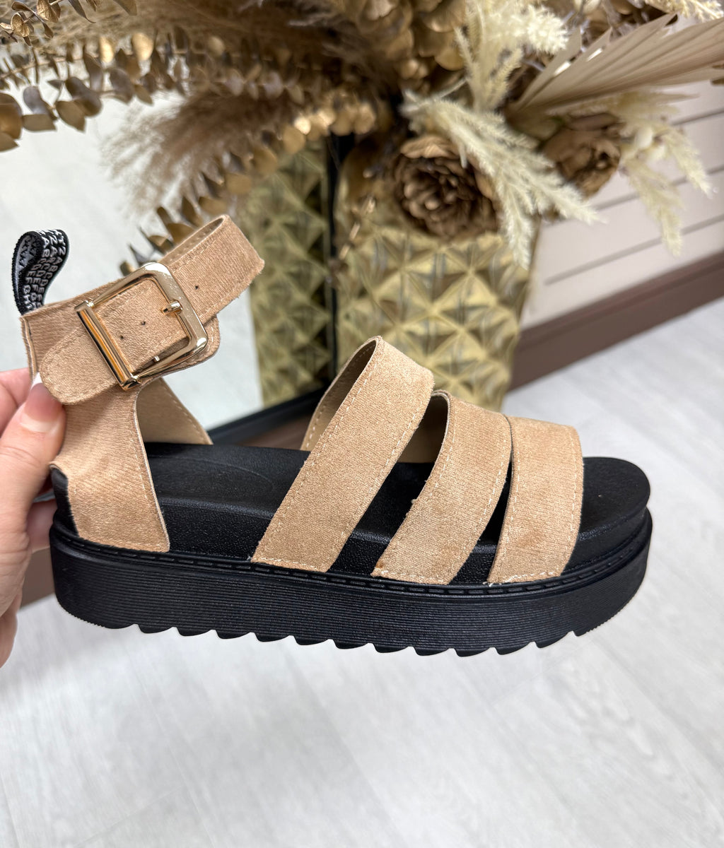 Dr.M Inspired Platform Gladiator Sandals - Sand