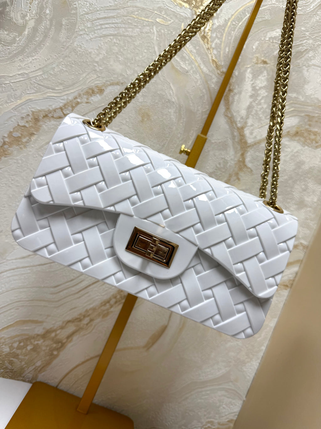 Classy White & Gold Chain Bag