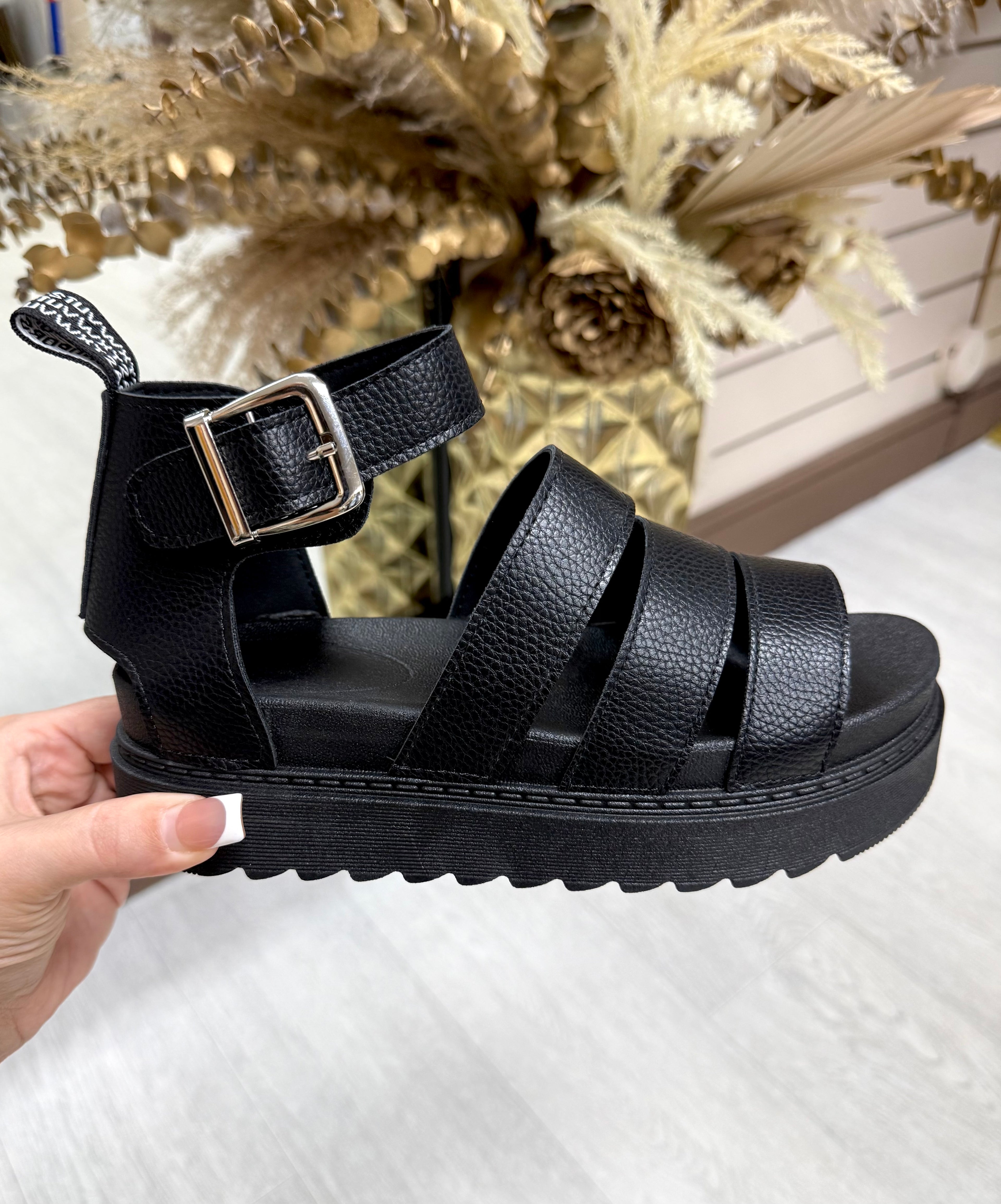 Dr.M Inspired Platform Gladiator Sandals - Black