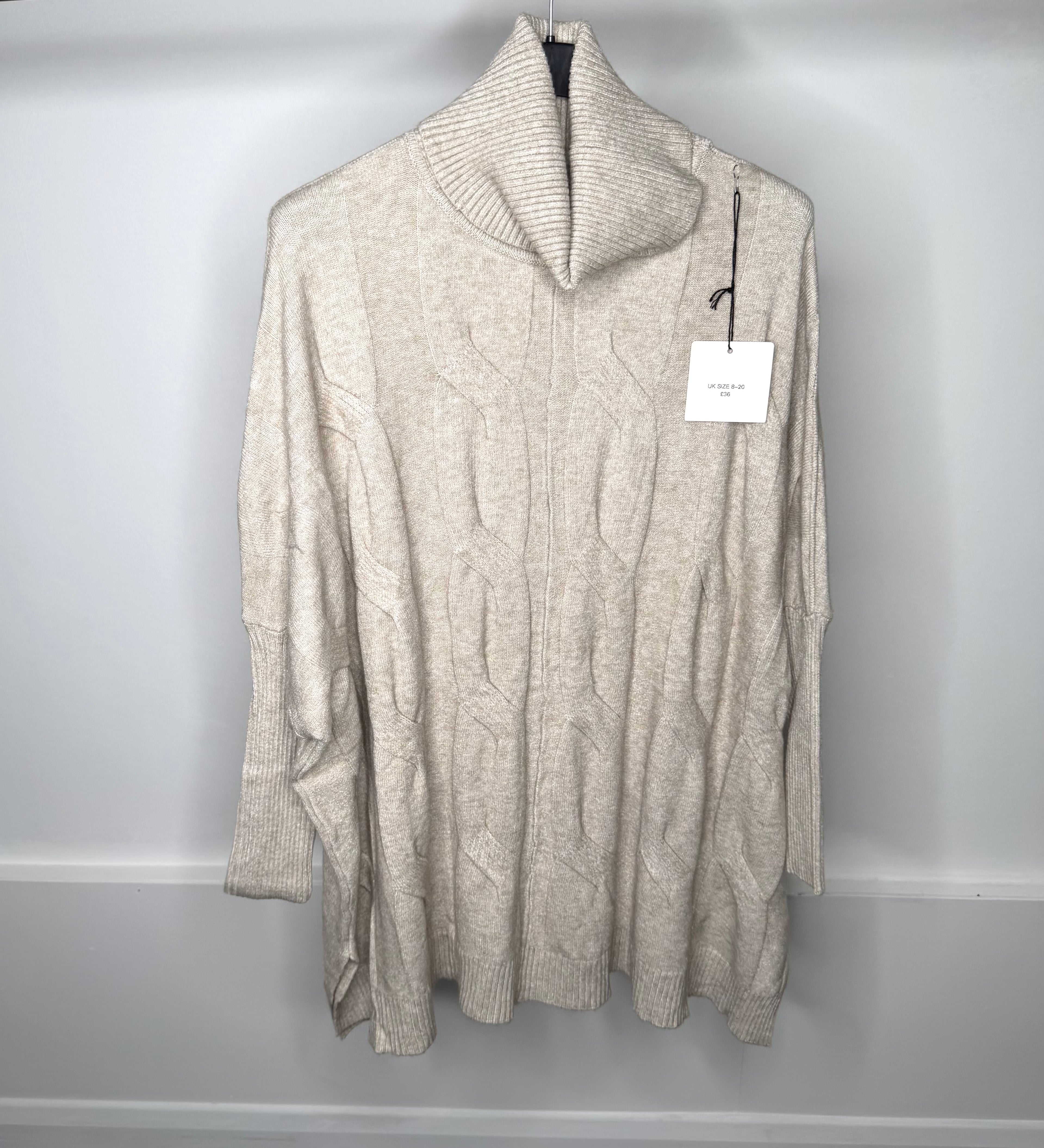 Plait Detail Loose Fit Roll Neck Long Jumper Dress