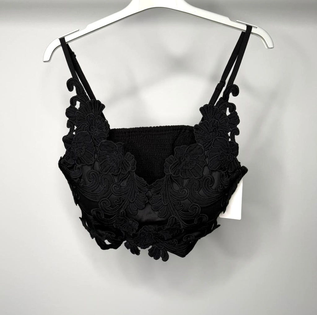 Elasticated Back Stretchy Crochet Detail Bralette