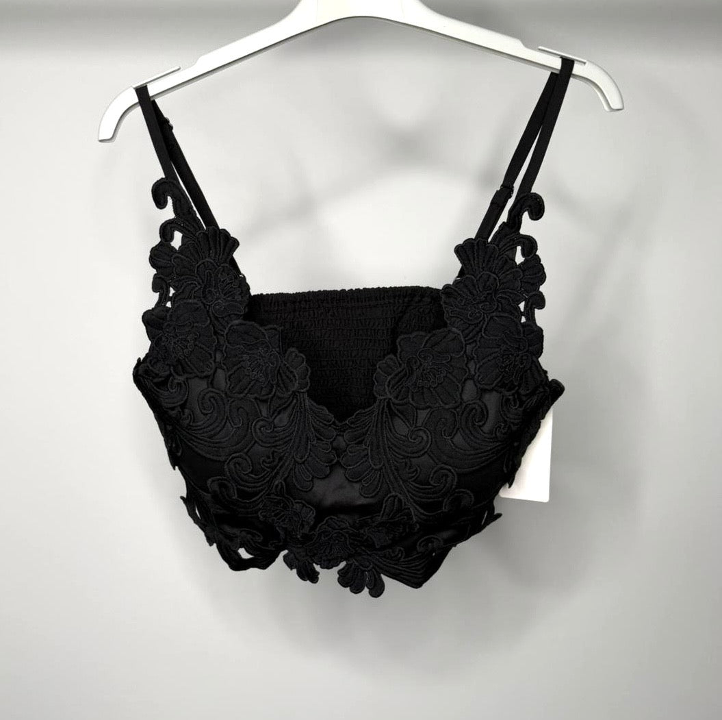 Elasticated Back Stretchy Crochet Detail Bralette