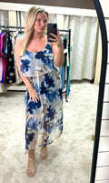 Floral Elasticated Waist Chiffon Maxi Dress