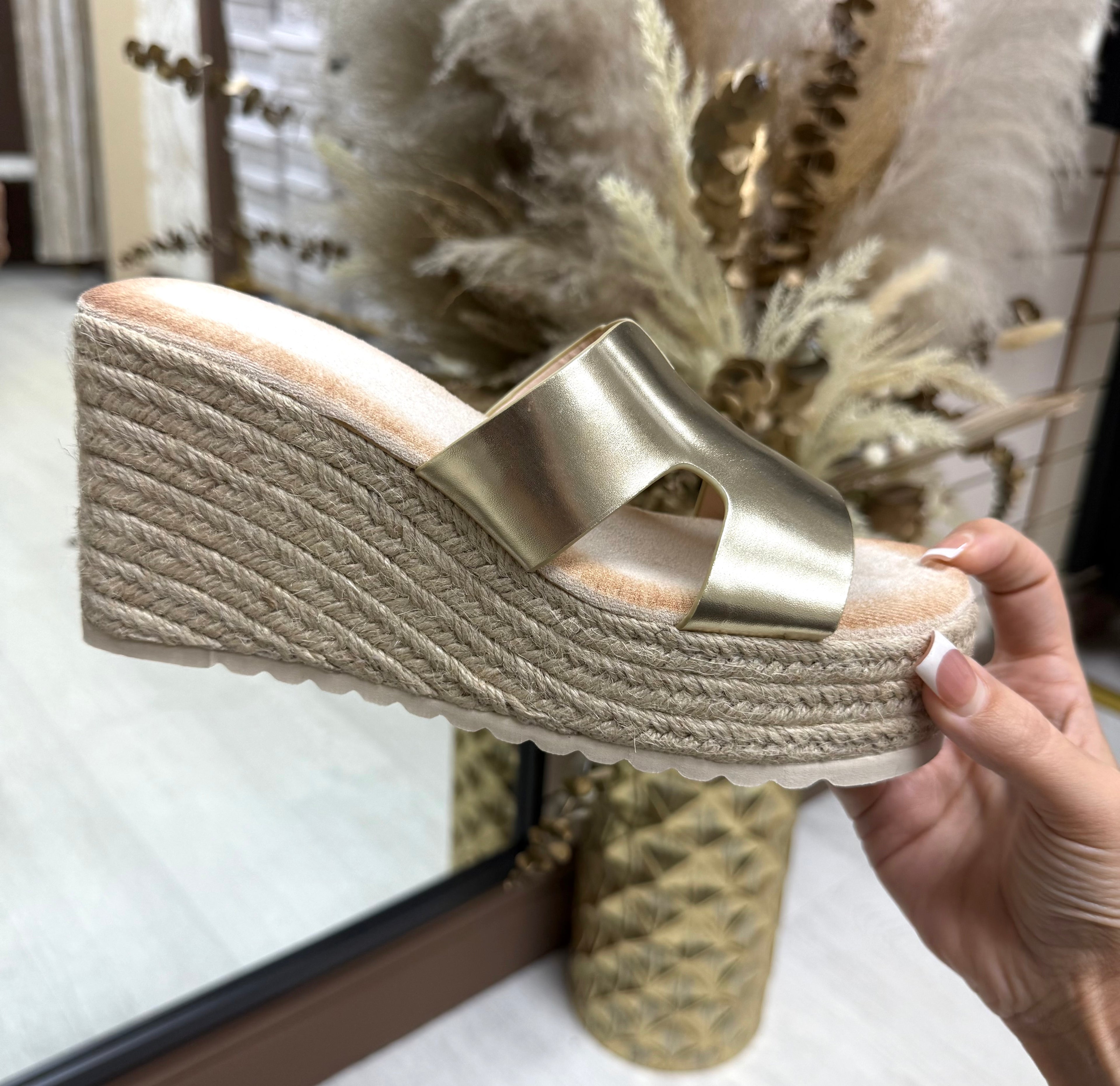 Gold H Inspired Platform Wedges - Spongey Sole & Super Comfortable