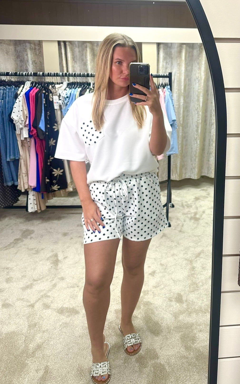Polka Dot Soft Scuba T-Shirt & Shorts Co Ord