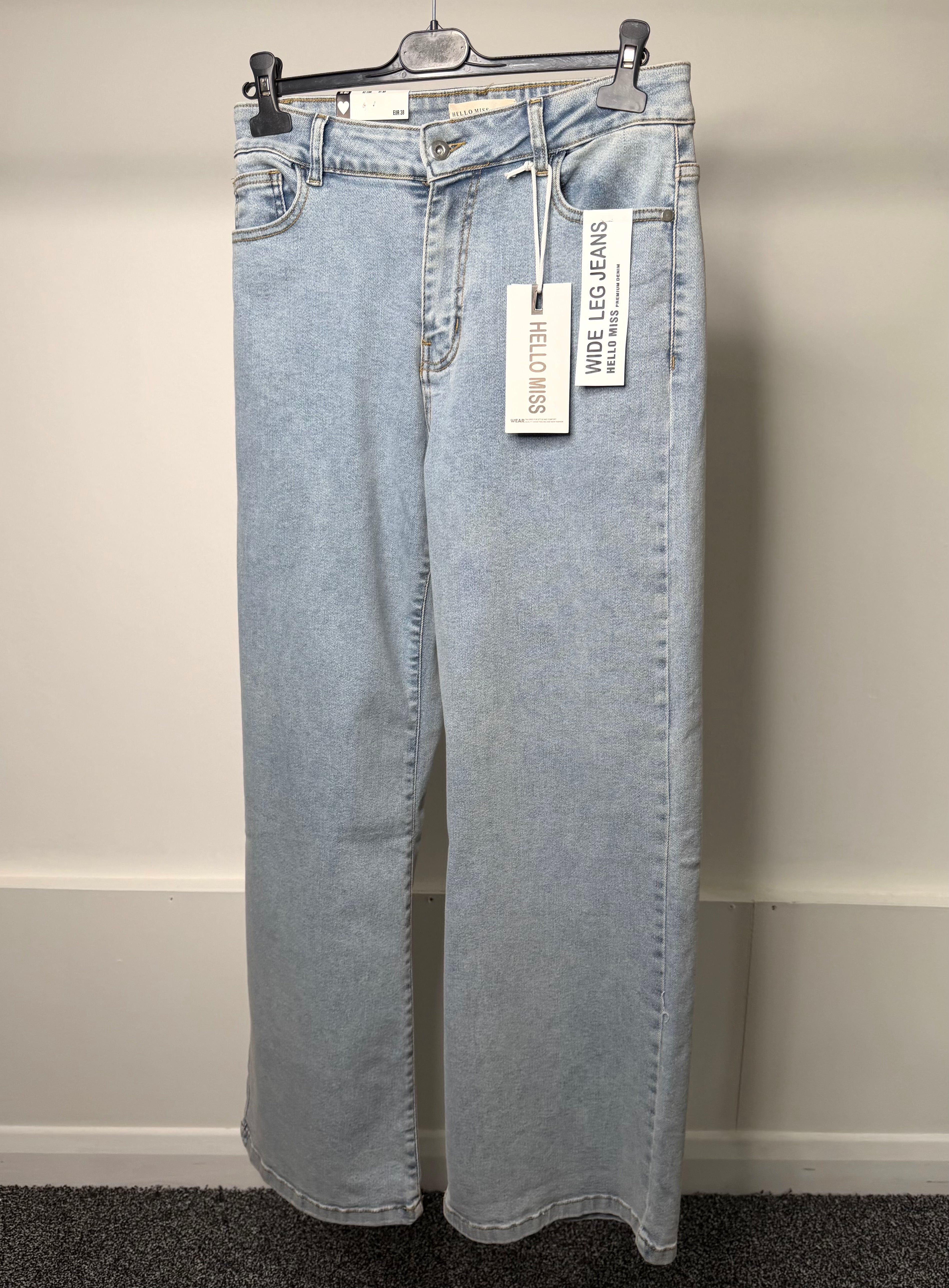 Premium Denim Wide Leg Stretchy Jeans - Light Blue