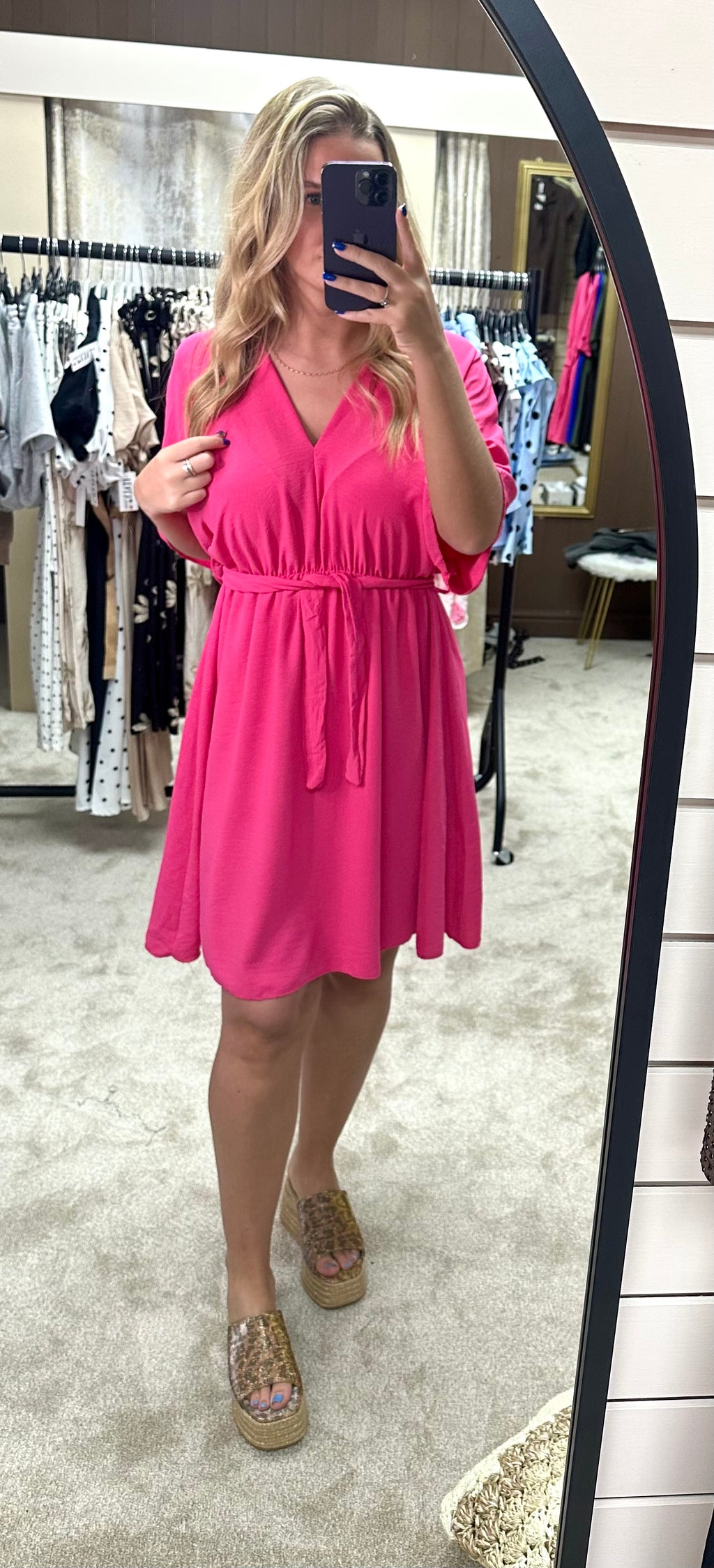 Angel Sleeve Elasticated Tie Waist Dress