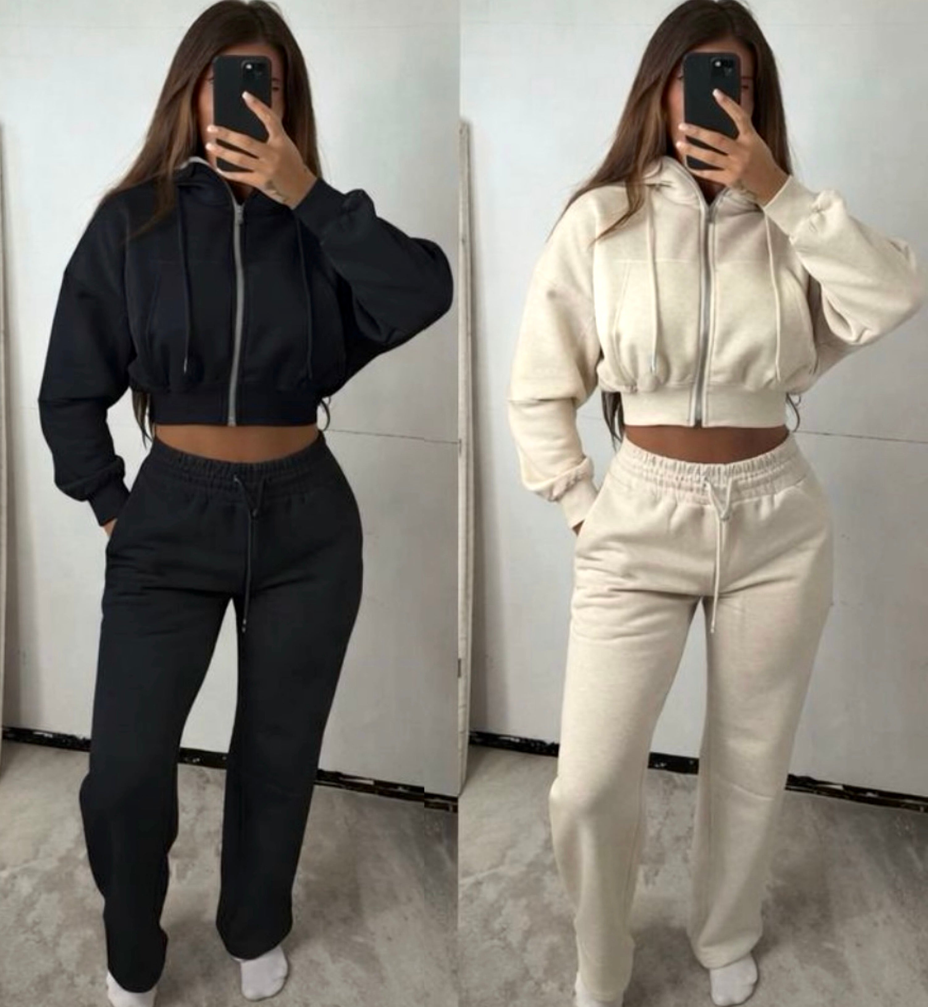 Oversized Zip Up Hoodie & Elasticated Thick Waist Band Jogging Bottoms