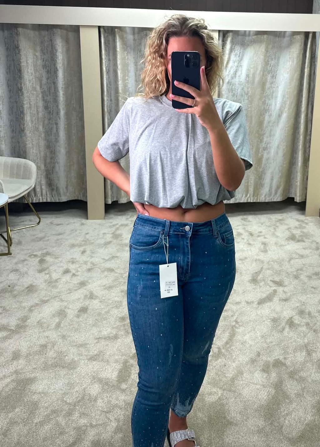 Diamanté Ripped Skinny Jeans