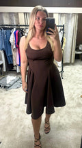 Fit & Flare Drop Waist Dress With Back Bow Detail