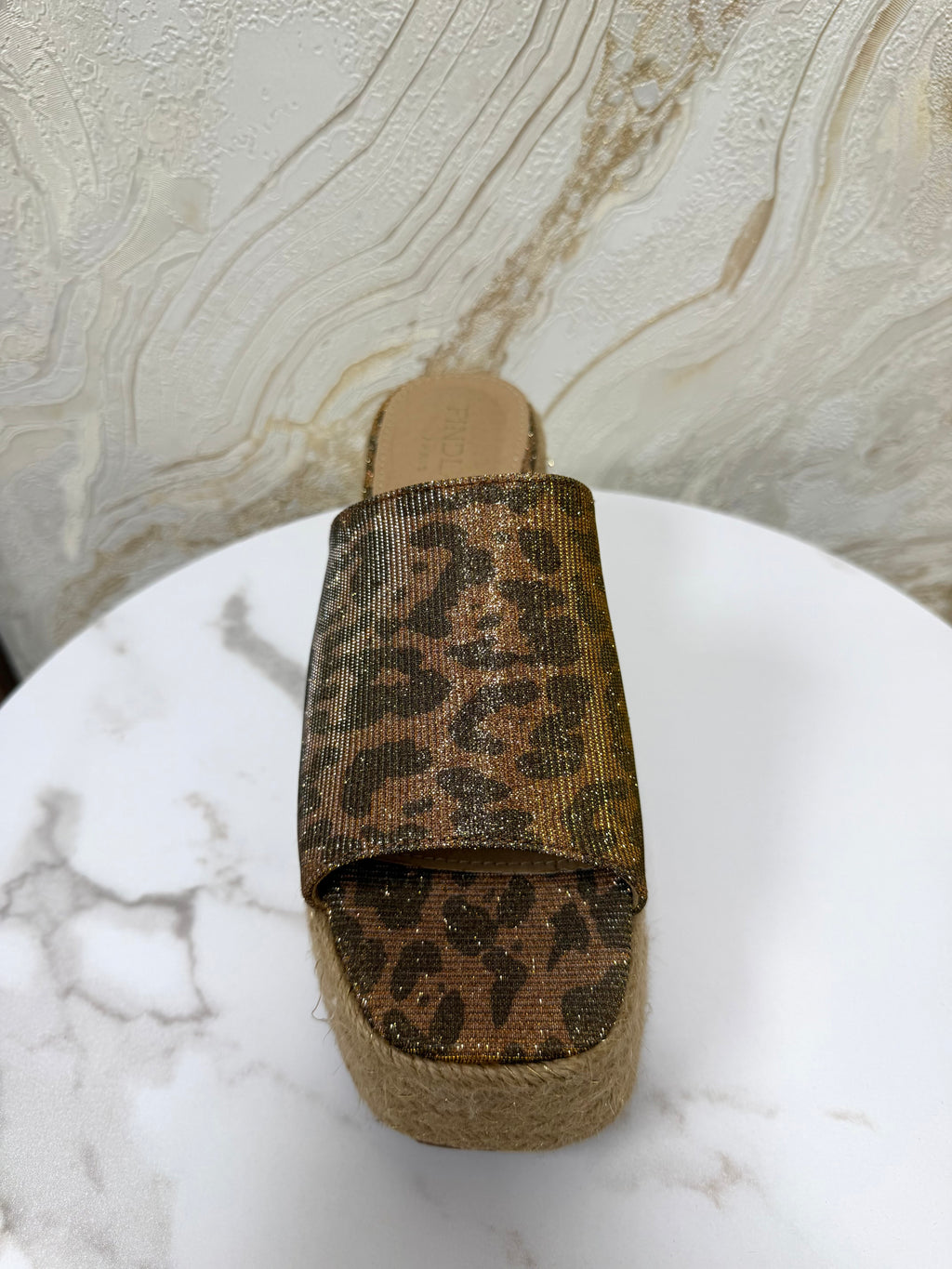 Glitter Leopard Print Platform Wedges