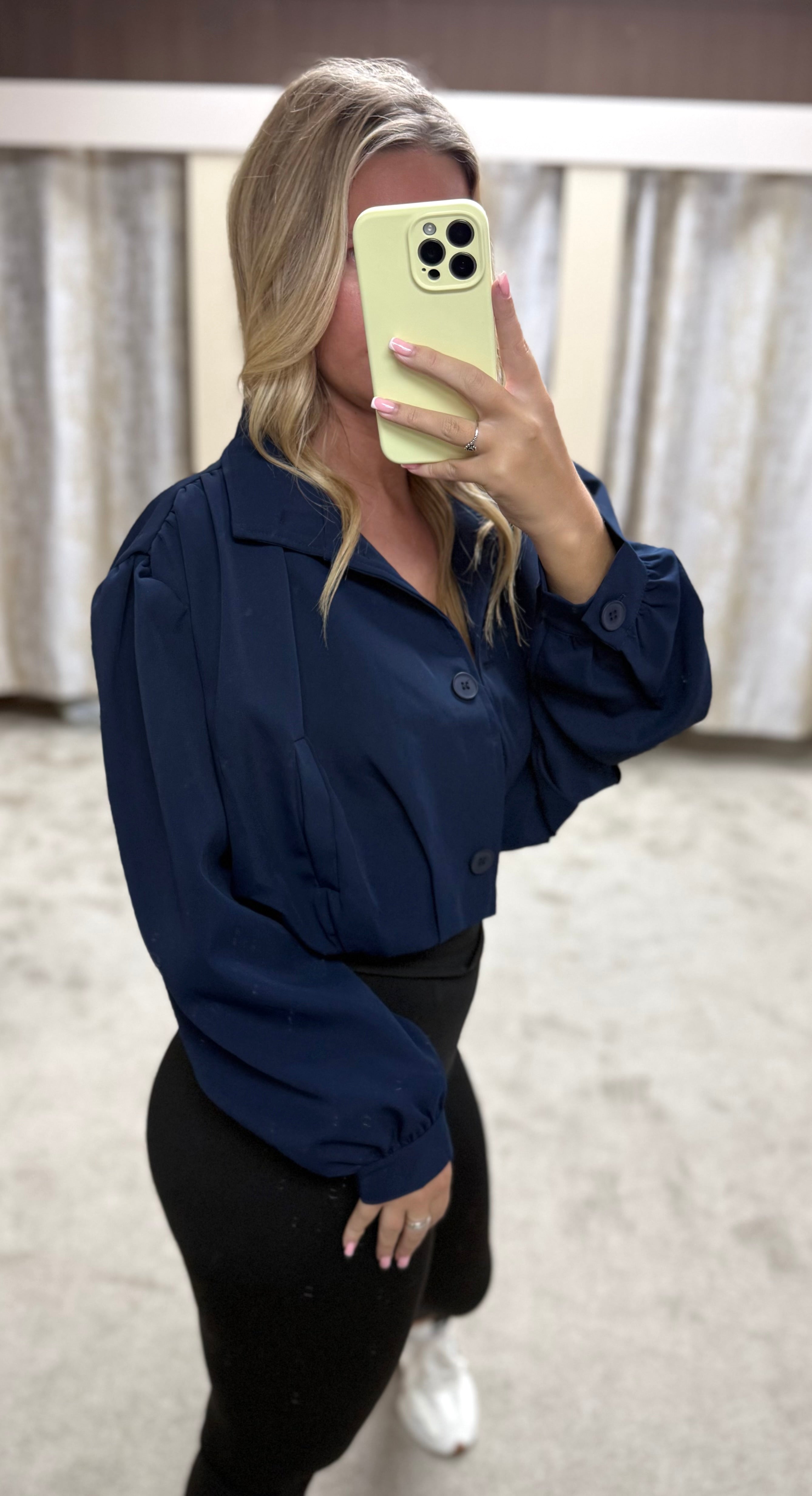 Zara Inspired Cropped Jacket With Ruched Sleeve Detail