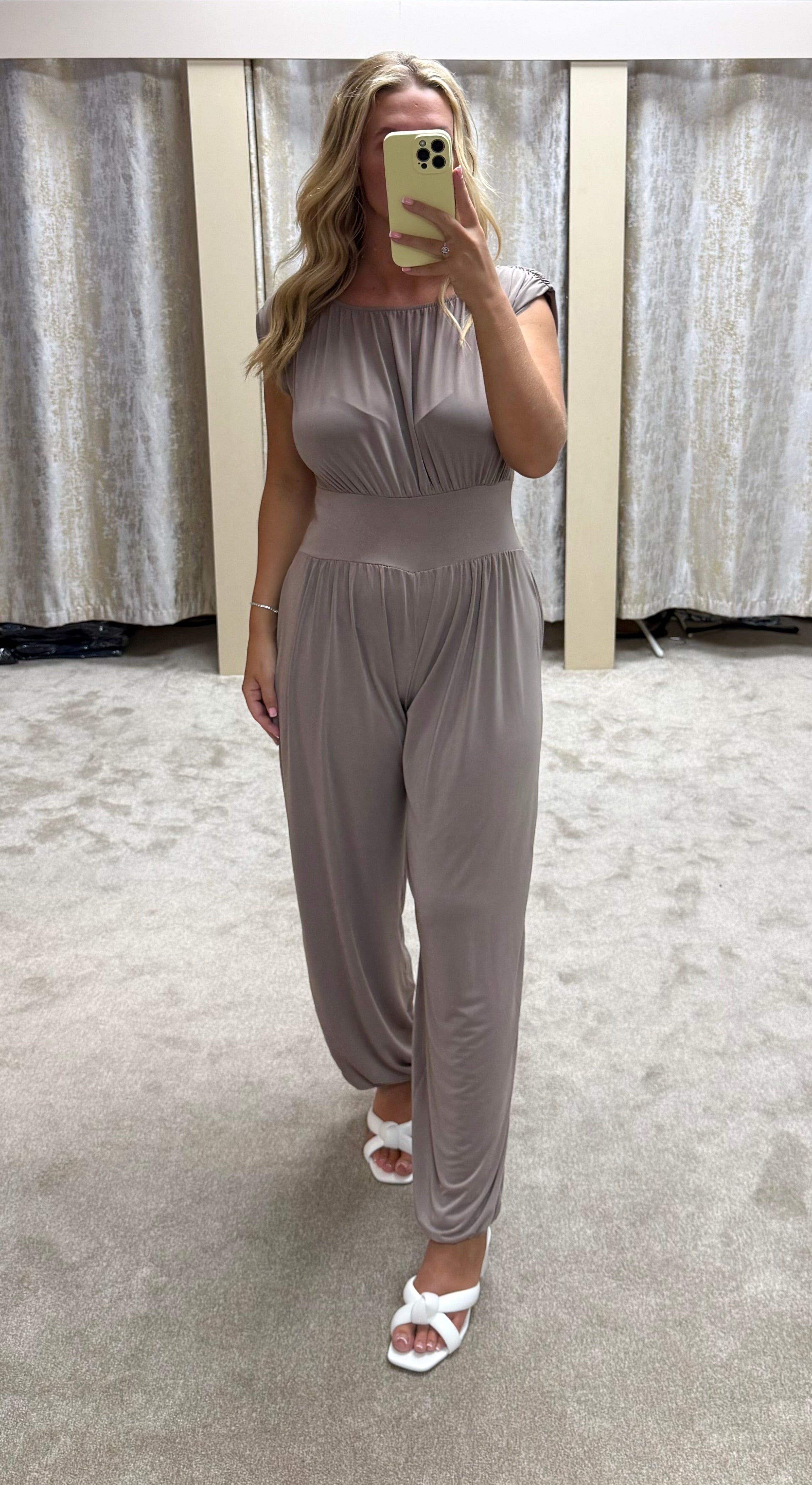 Waist Cinching Flattering Jumpsuit With Ruched Detailing