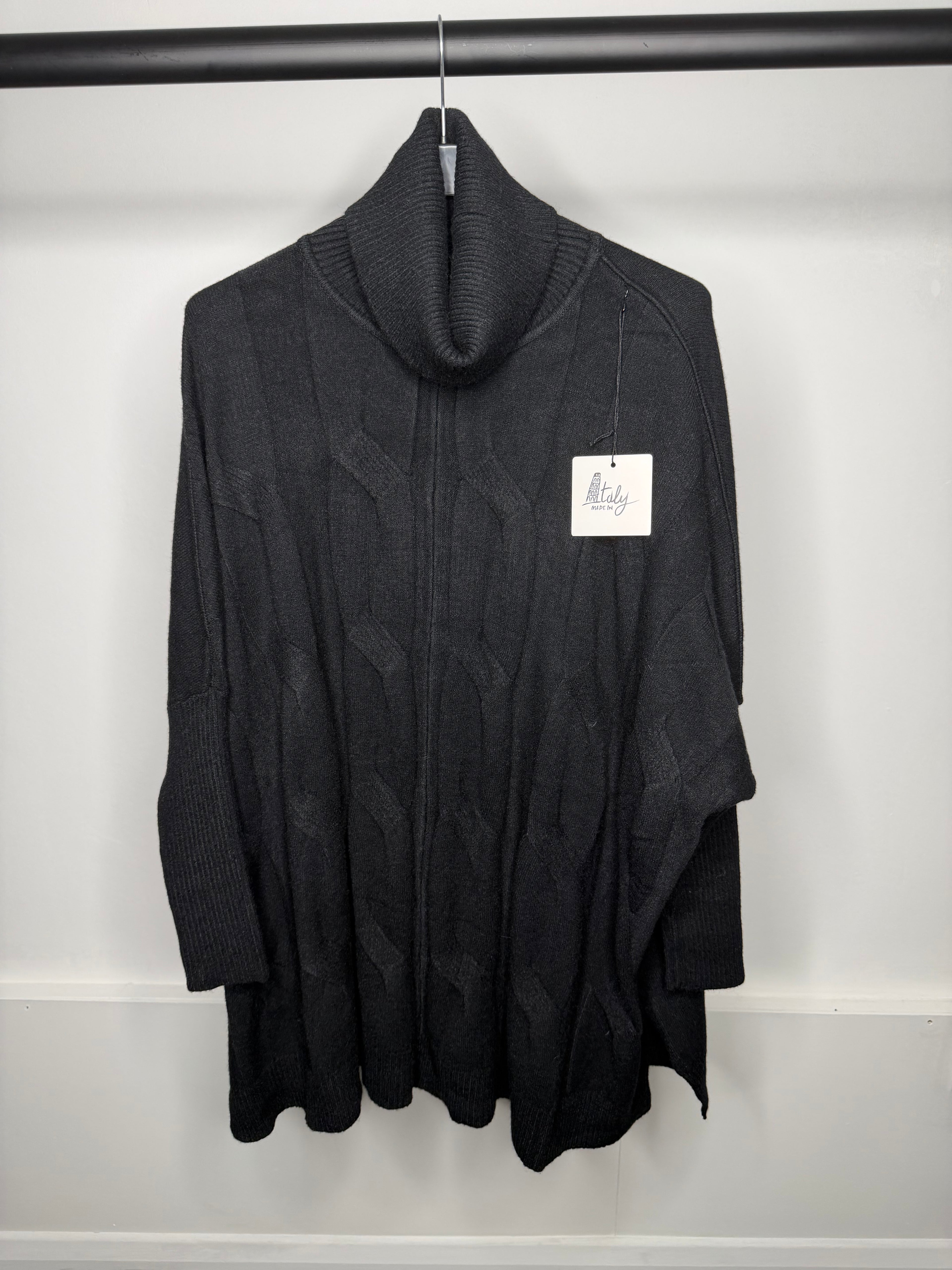 Plait Detail Loose Fit Roll Neck Long Jumper Dress