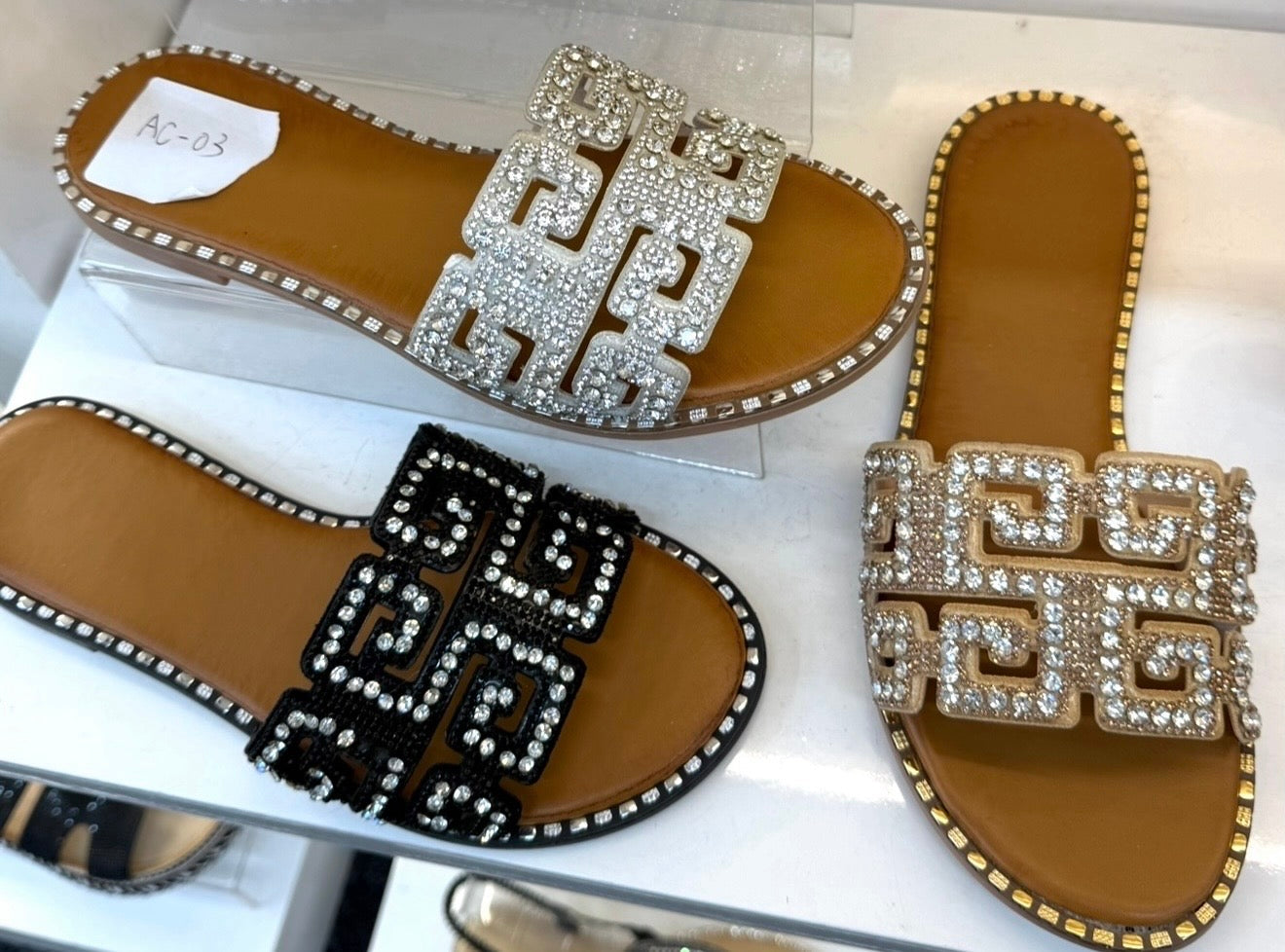 Diamanté Sliders - Gold