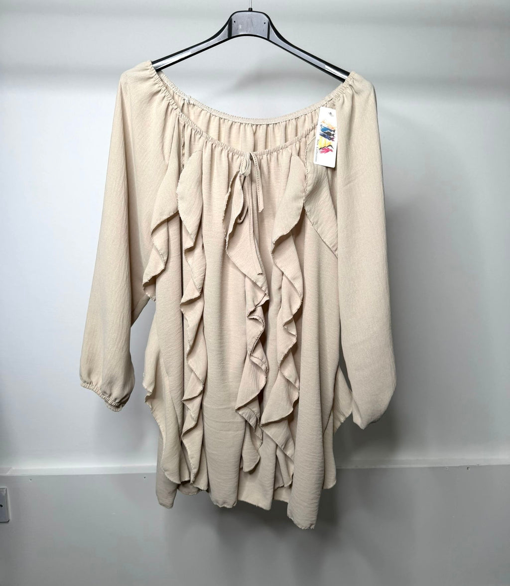 PLUS SIZE - Vertical Frill Detail Elasticated Blouse