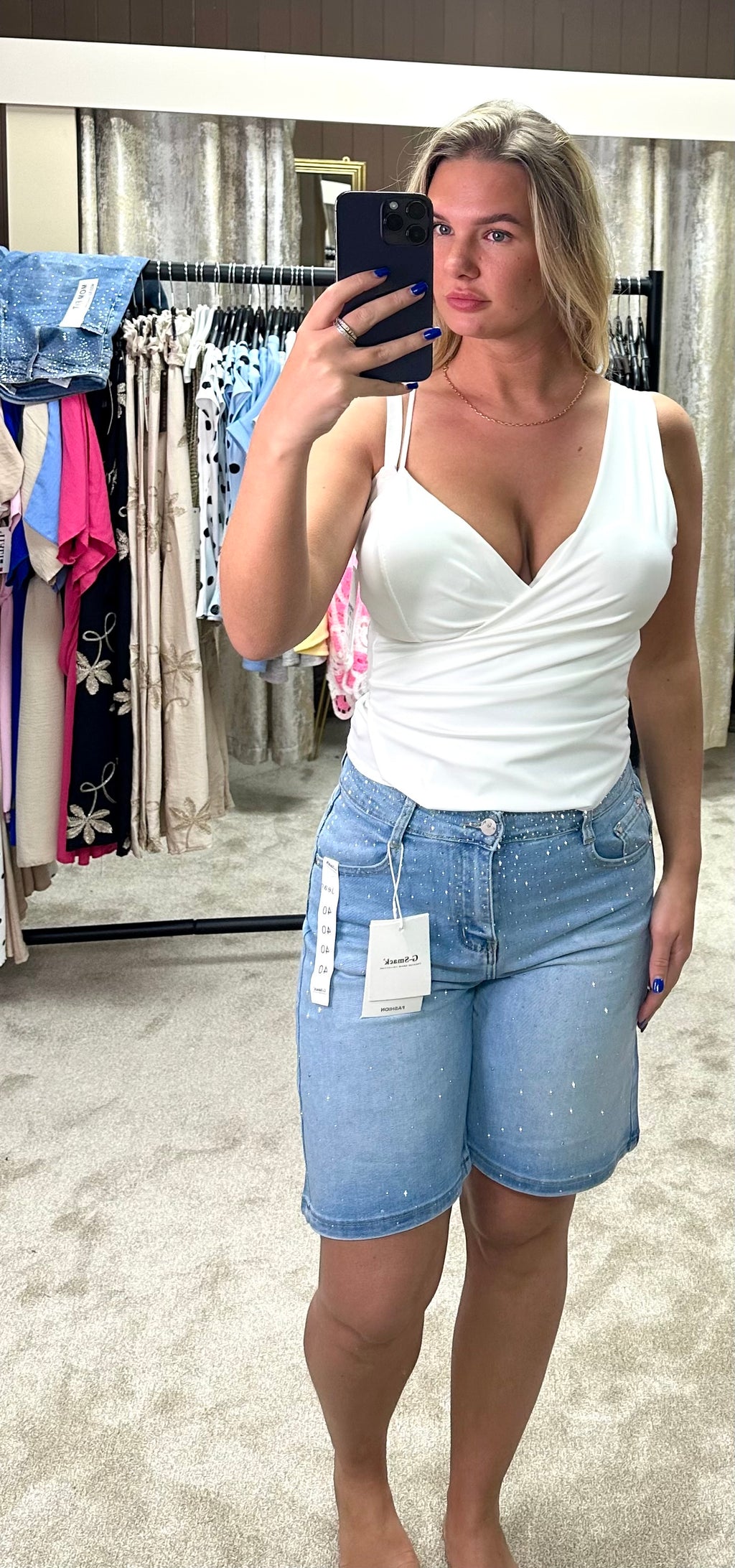 Diamanté Wide Leg Stretchy Shorts