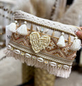 Embellished Boho Clutch Bag - Love Heart