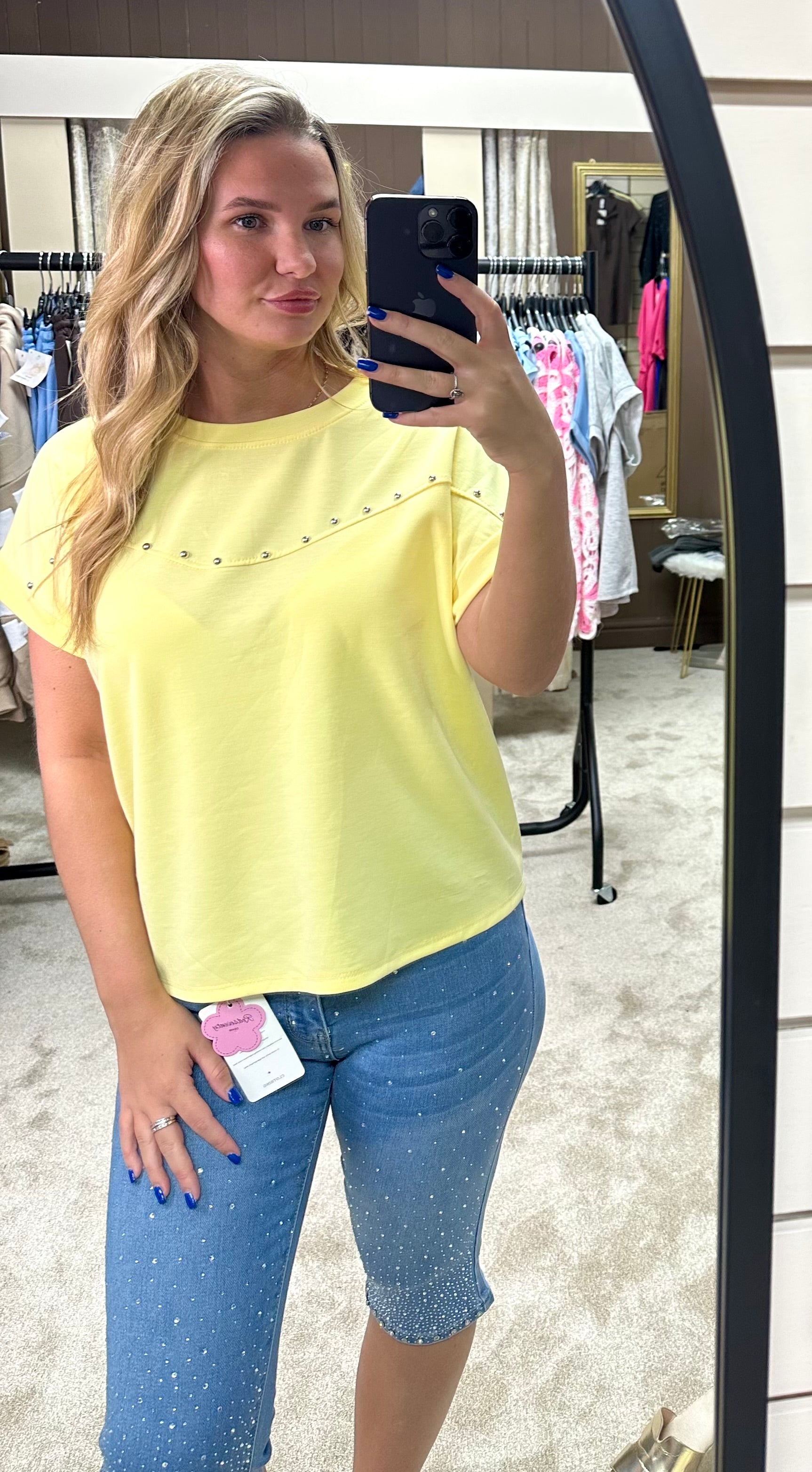 Diamanté Stretchy Capri Jeans
