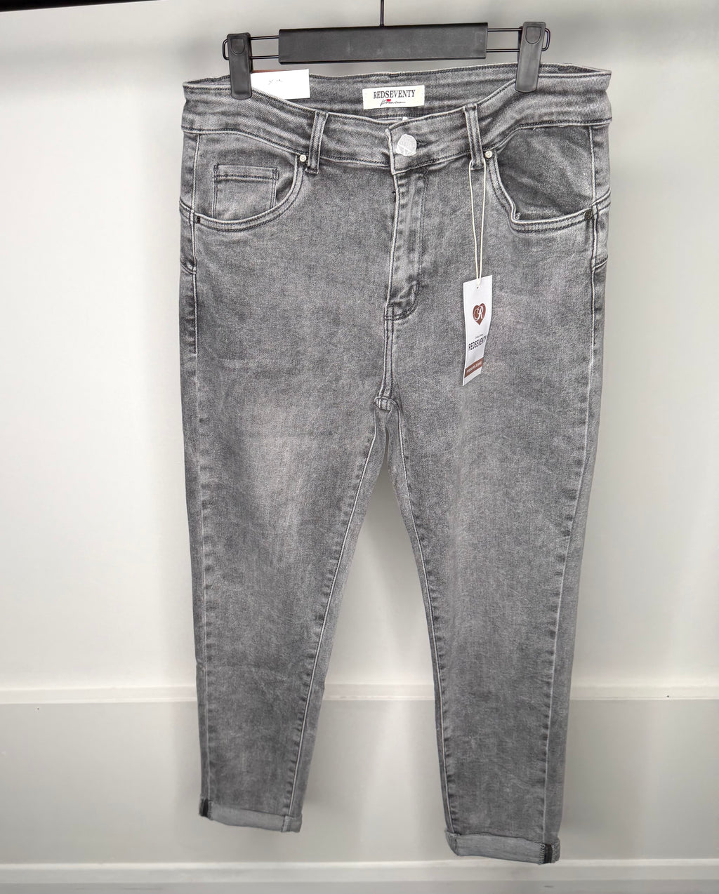 Grey Acid Wash Premium Stretchy Jeans - Push Up Sculpt Design