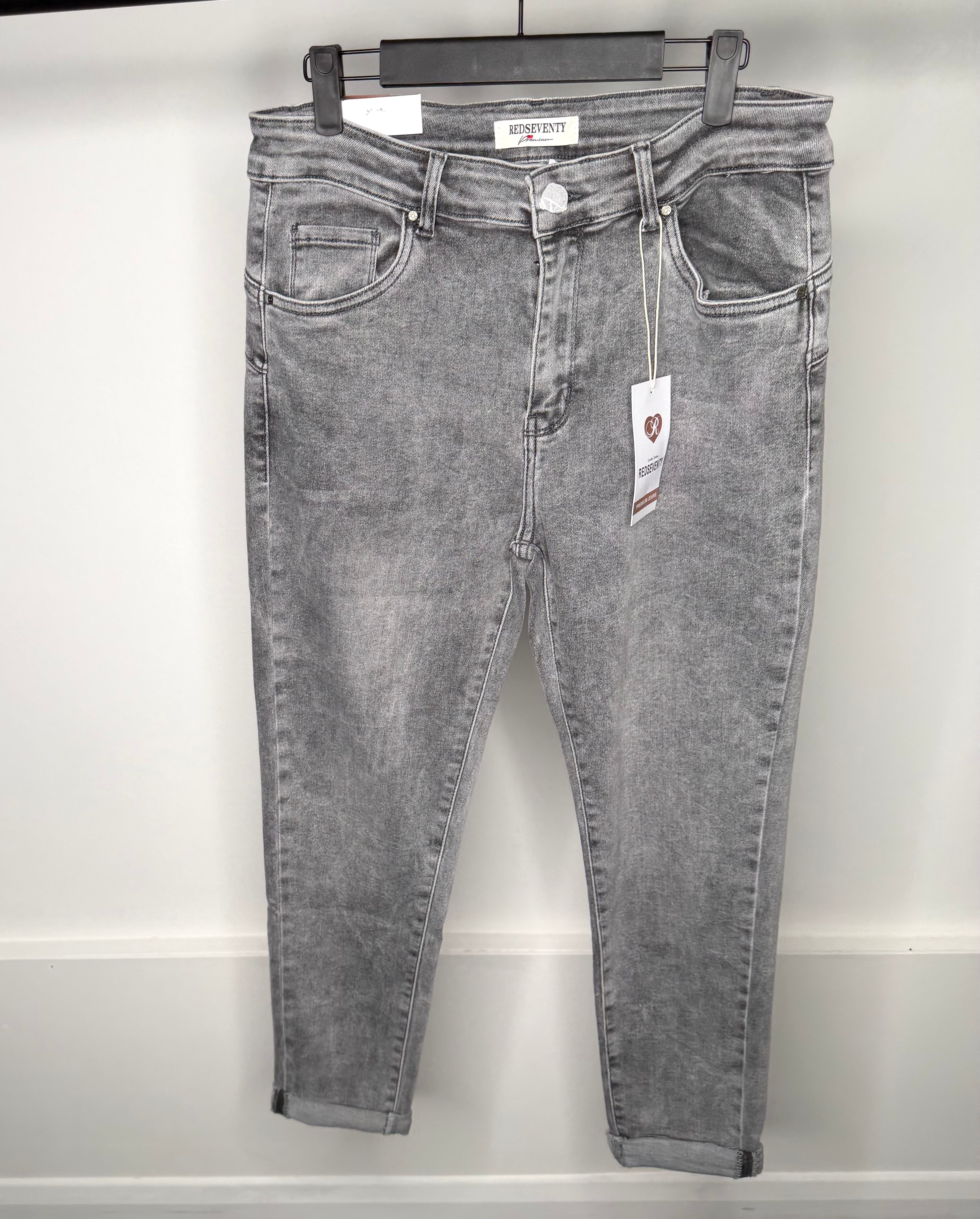 Grey Acid Wash Premium Stretchy Jeans - Push Up Sculpt Design
