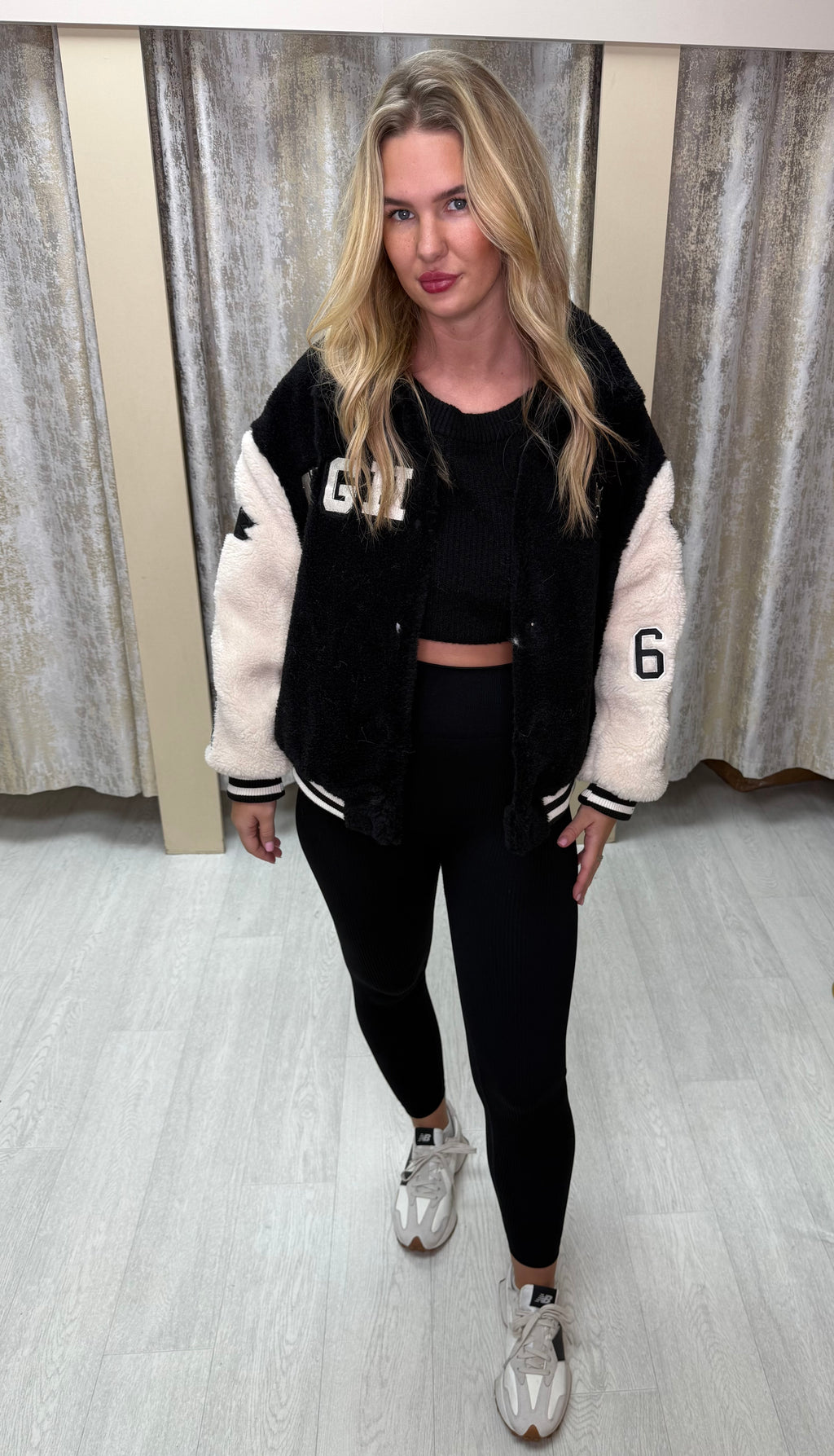 American High Glamour Teddy Jacket - Black