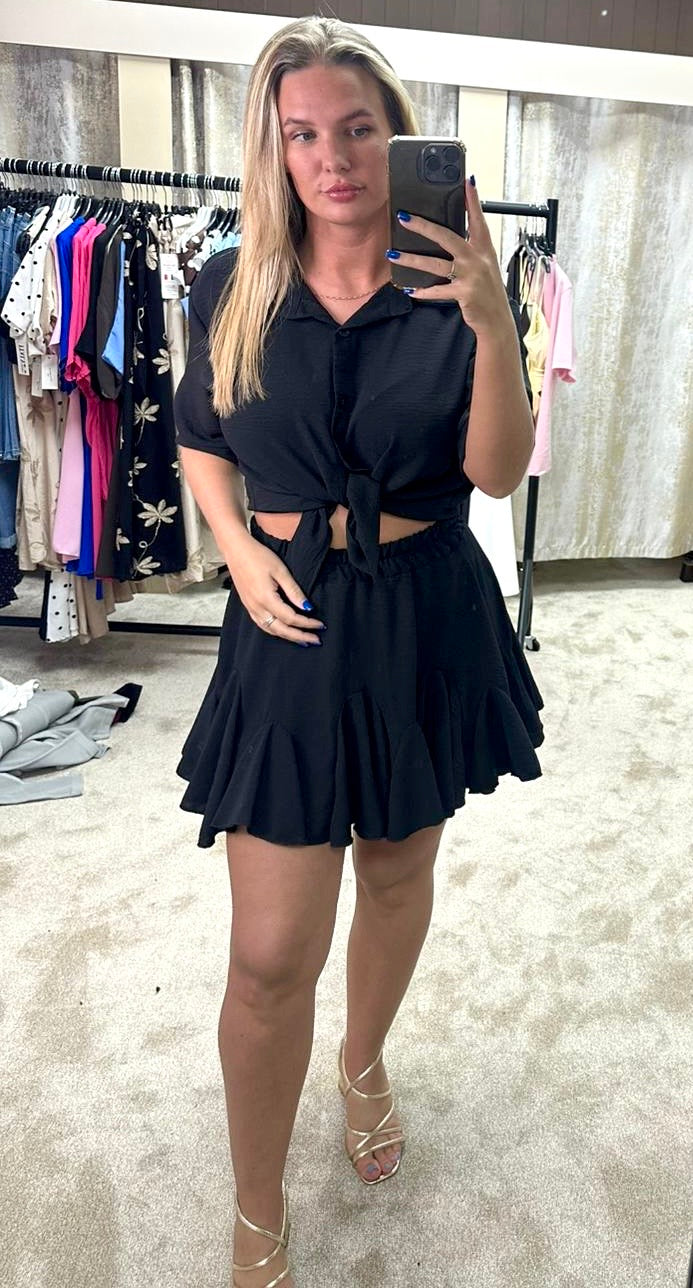 Short Sleeve Shirt & Elasticated Waist Skirt Co-Ord