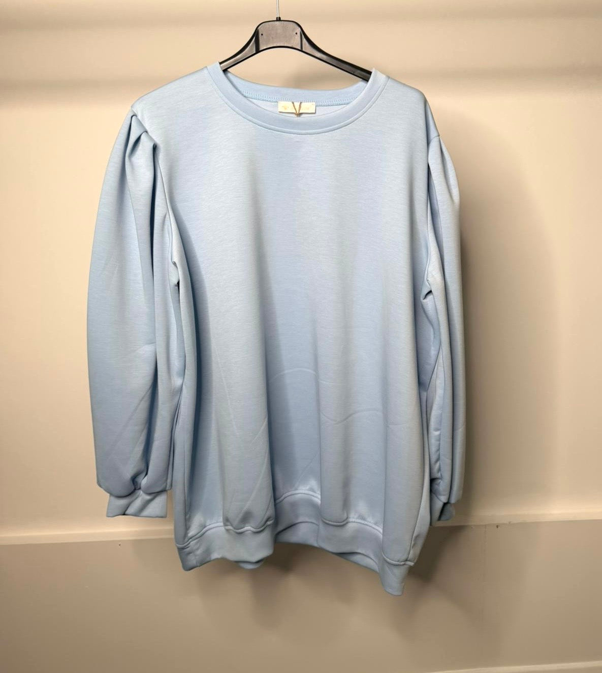 PLUS SIZE - Ruched Shoulder Detail Oversized Soft Scuba Jumper Dress