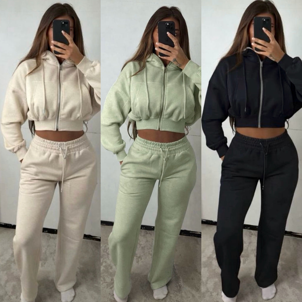Oversized Zip Up Hoodie & Elasticated Thick Waist Band Jogging Bottoms