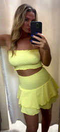 Elasticated Stretchy Bandeau Top & High Waisted Ruffle Skirt Co Ord