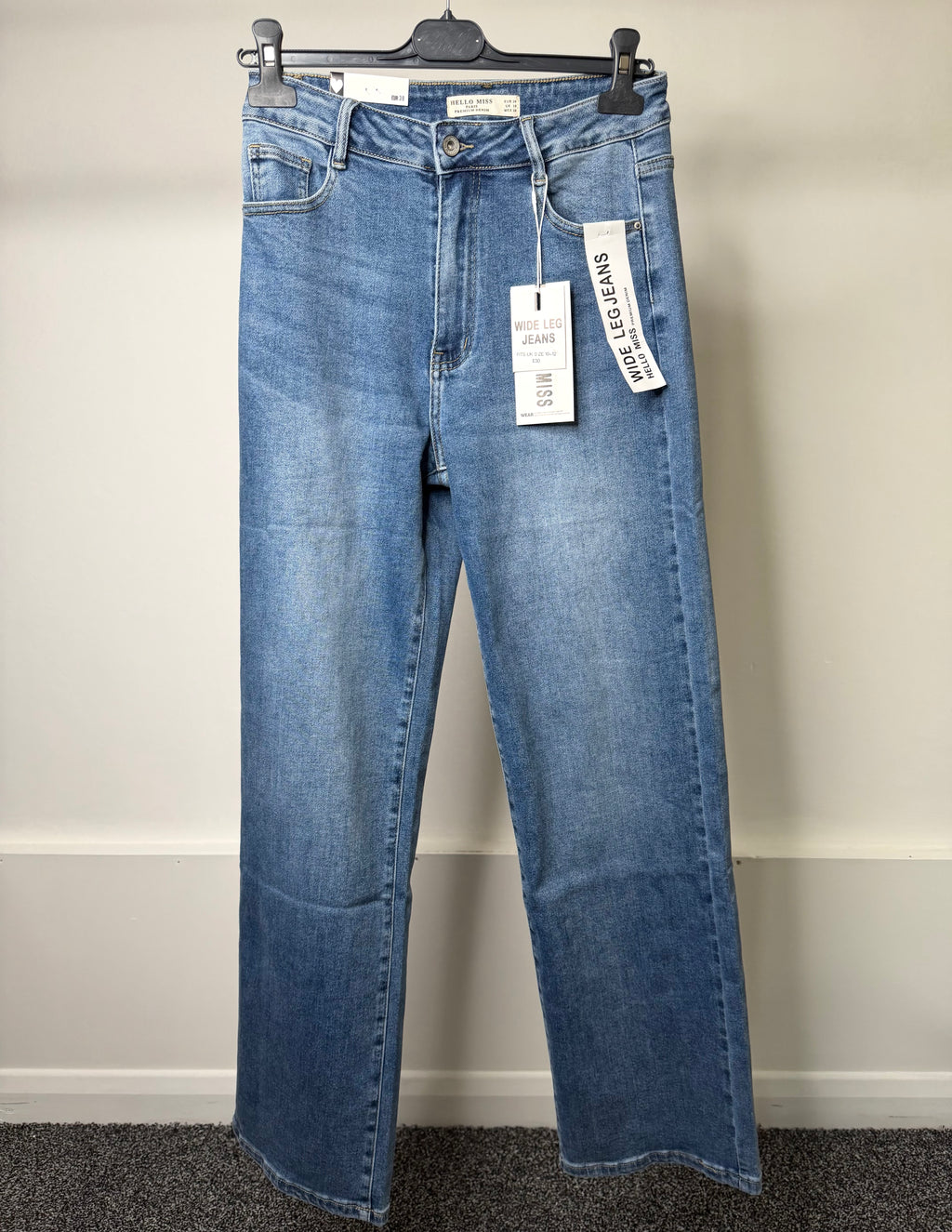 Premium Denim Wide Leg Stretchy Jeans - Dark Blue