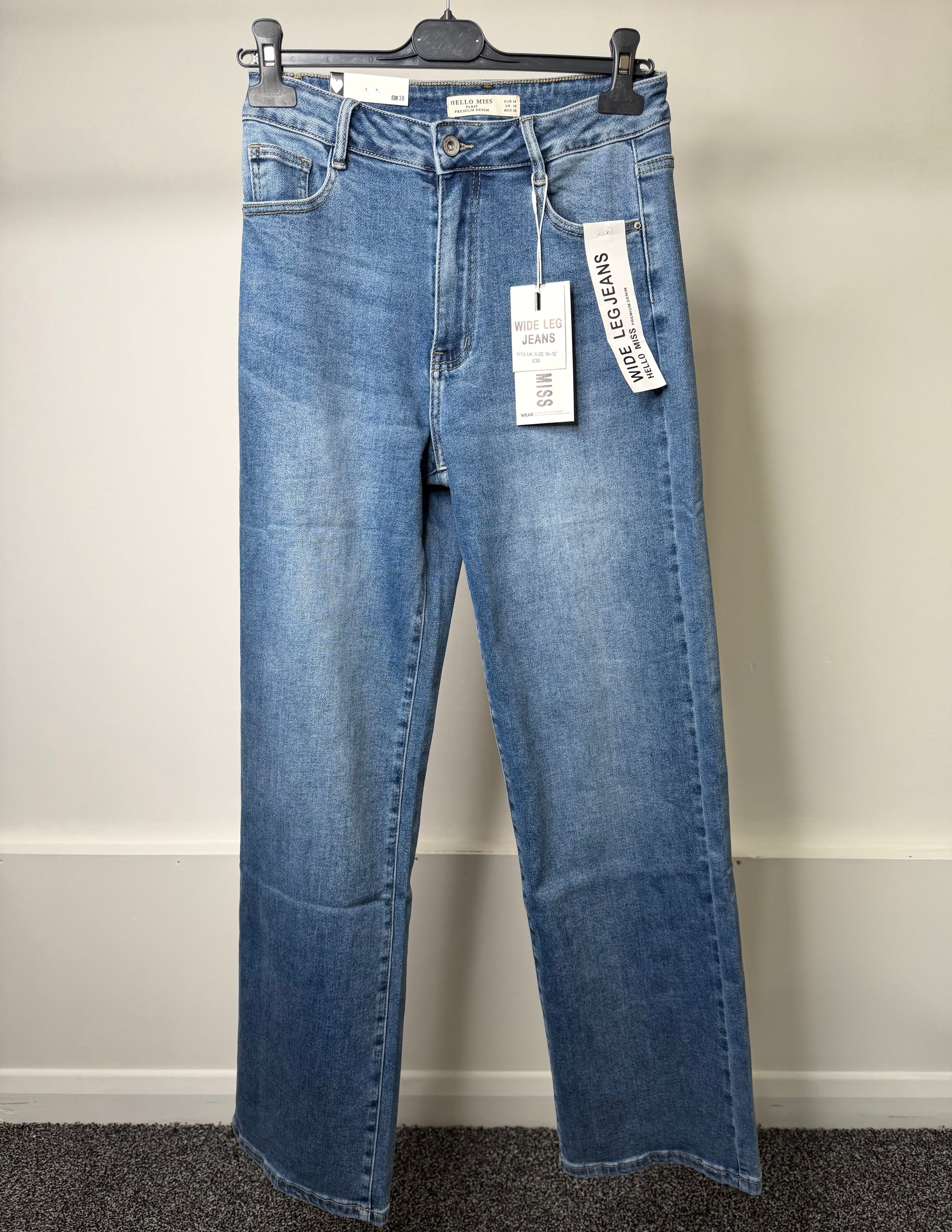 Premium Denim Wide Leg Stretchy Jeans - Dark Blue