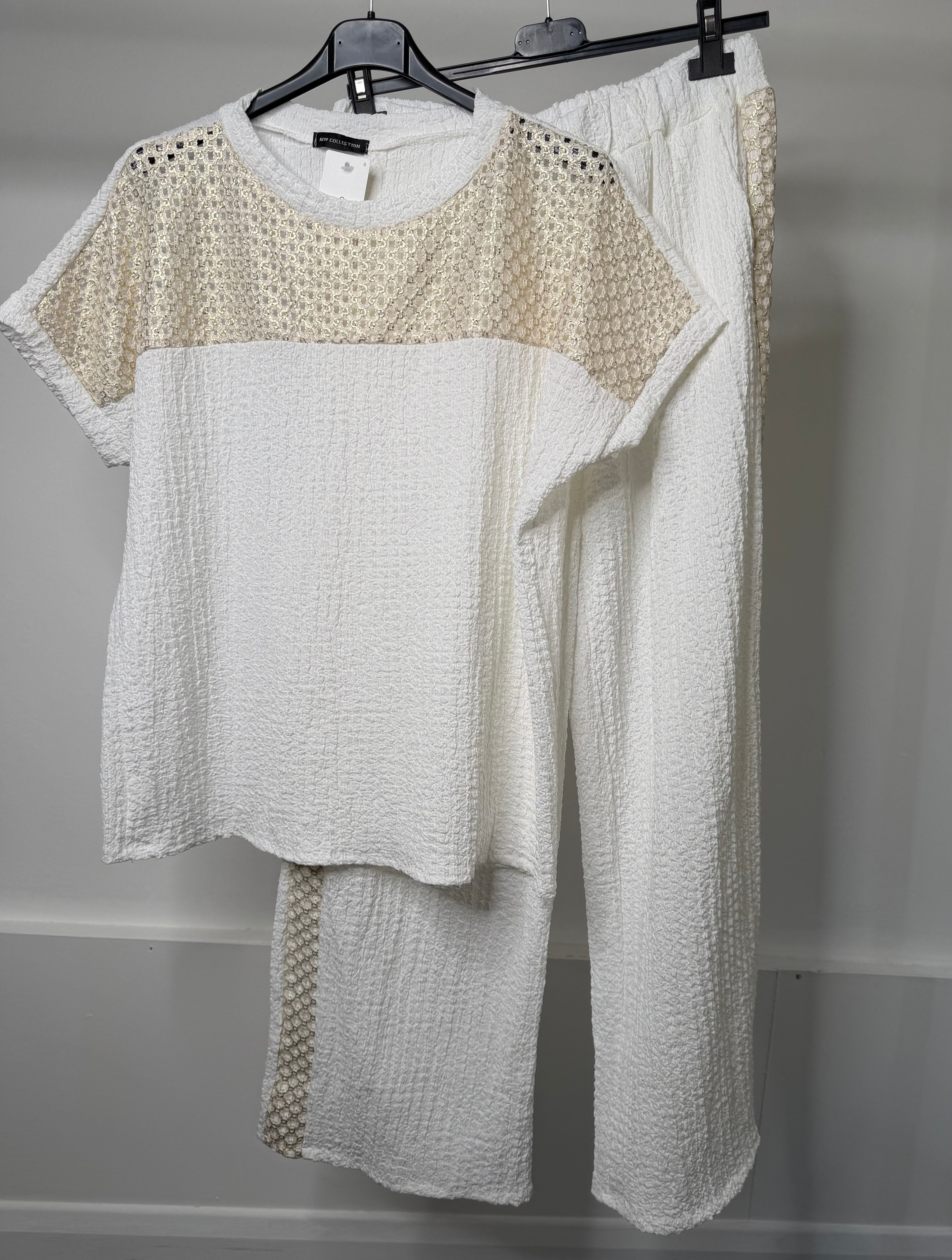 Gold Metallic Detail Cheesecloth Co Ord