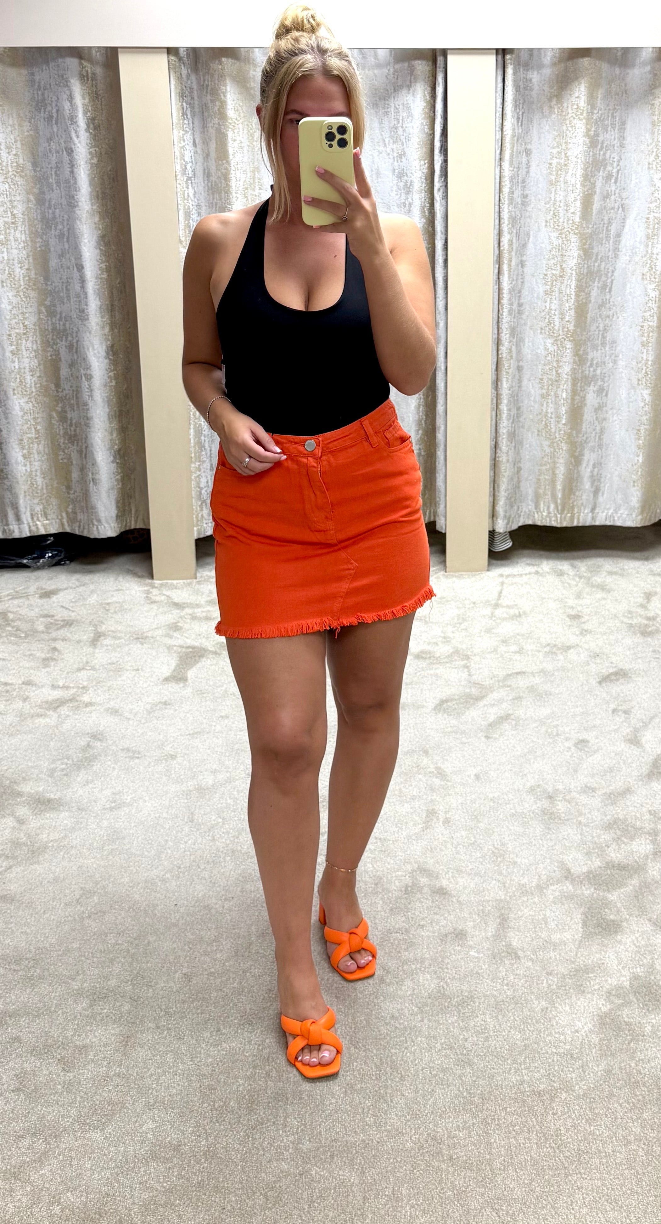 Orange Denim Skirt