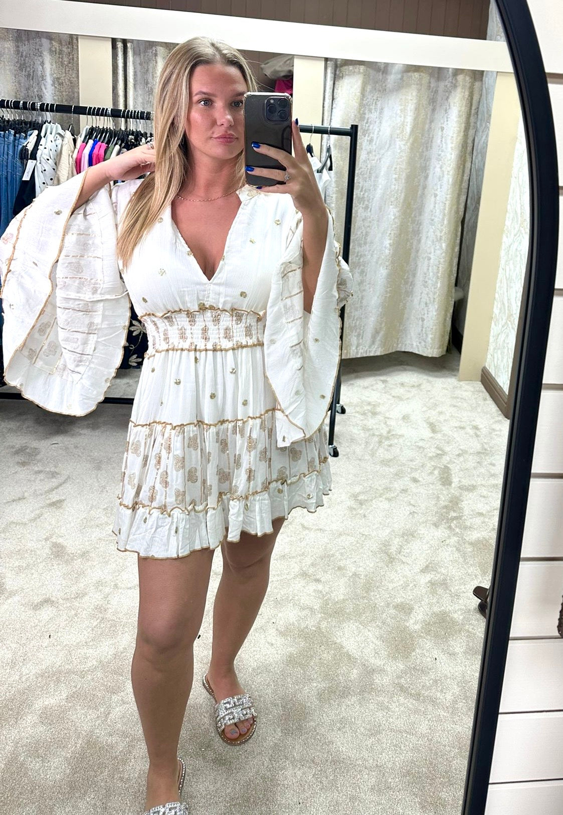 Embellished Bohemian Elasticated Waist Dress