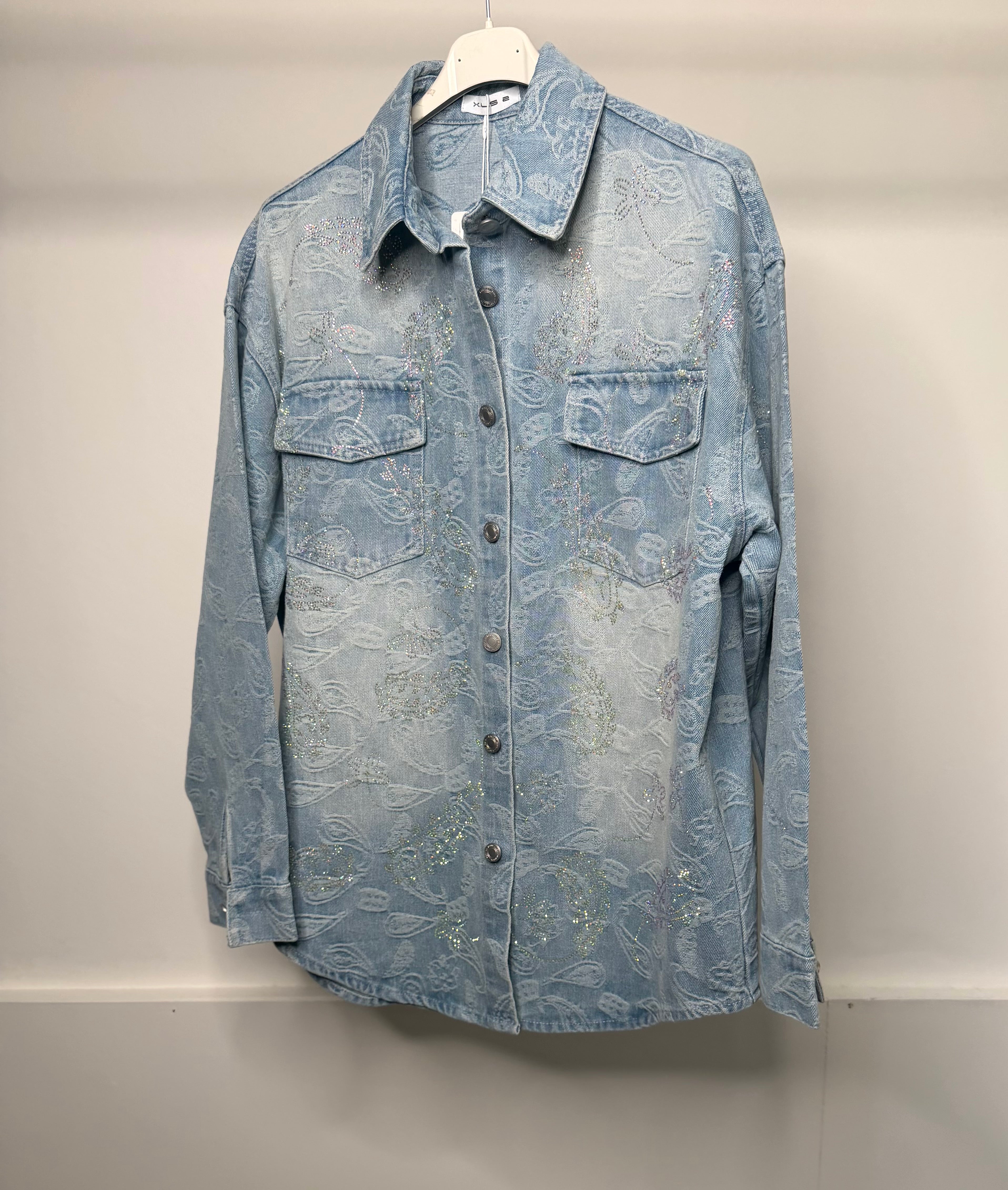 LUXE Oversized Diamanté Denim Jacket