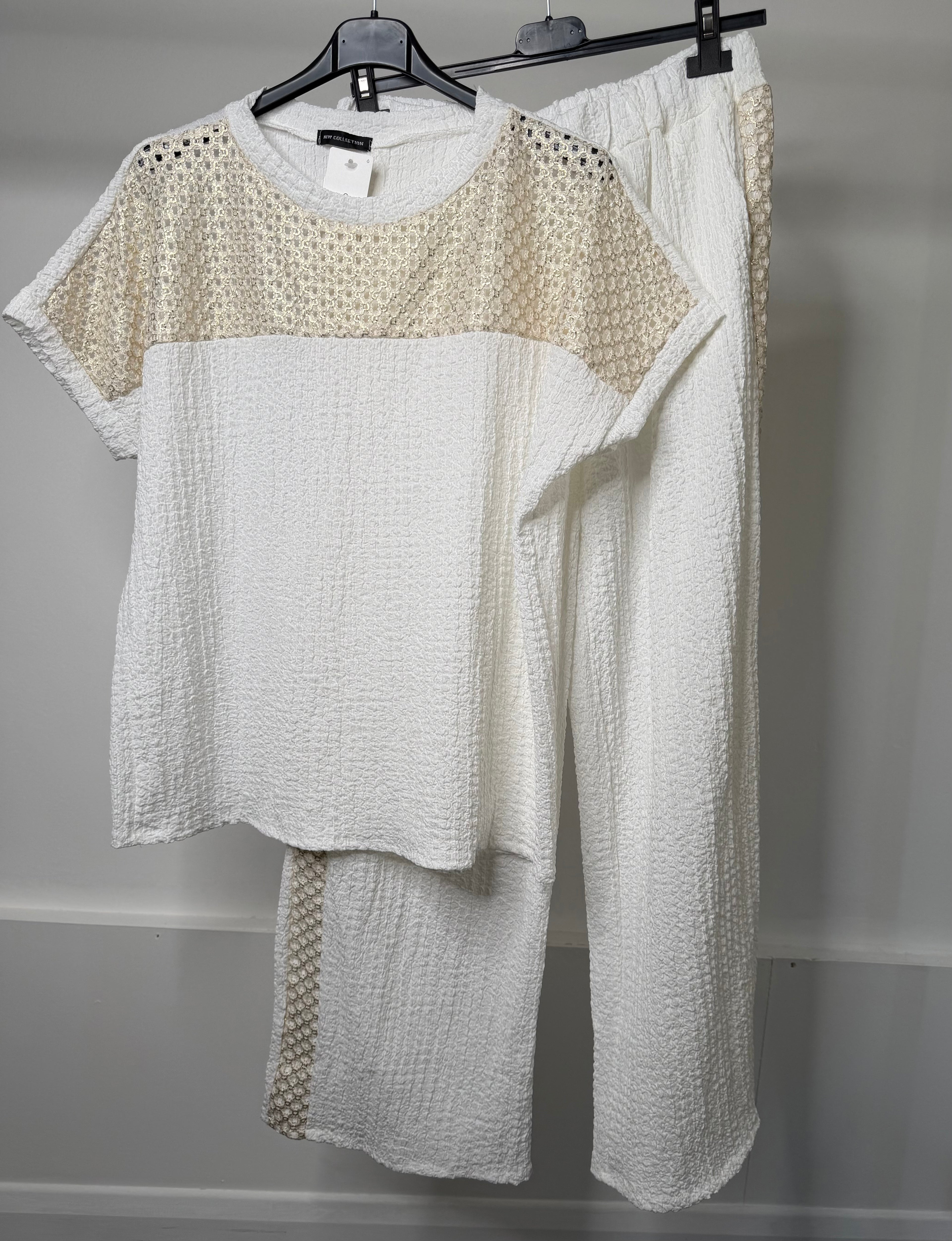 Gold Metallic Detail Cheesecloth Co Ord